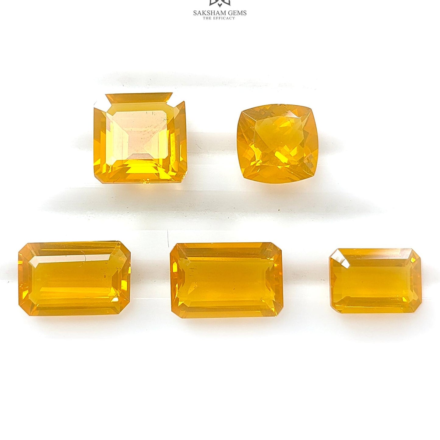 Mexican Yellow Fire Opal Faceted Cut: 13.60cts Natural Untreated Opal Square, Baguette Shapes 9mm - 12*8mm 5pcs Lot