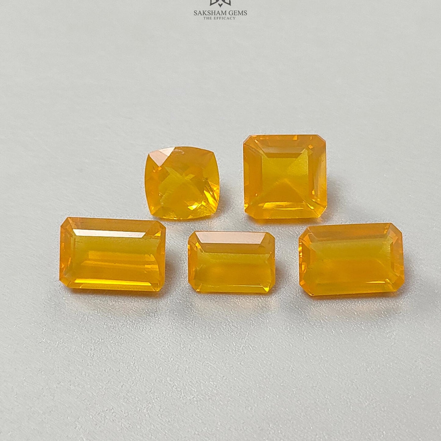 Mexican Yellow Fire Opal Faceted Cut: 13.60cts Natural Untreated Opal Square, Baguette Shapes 9mm - 12*8mm 5pcs Lot