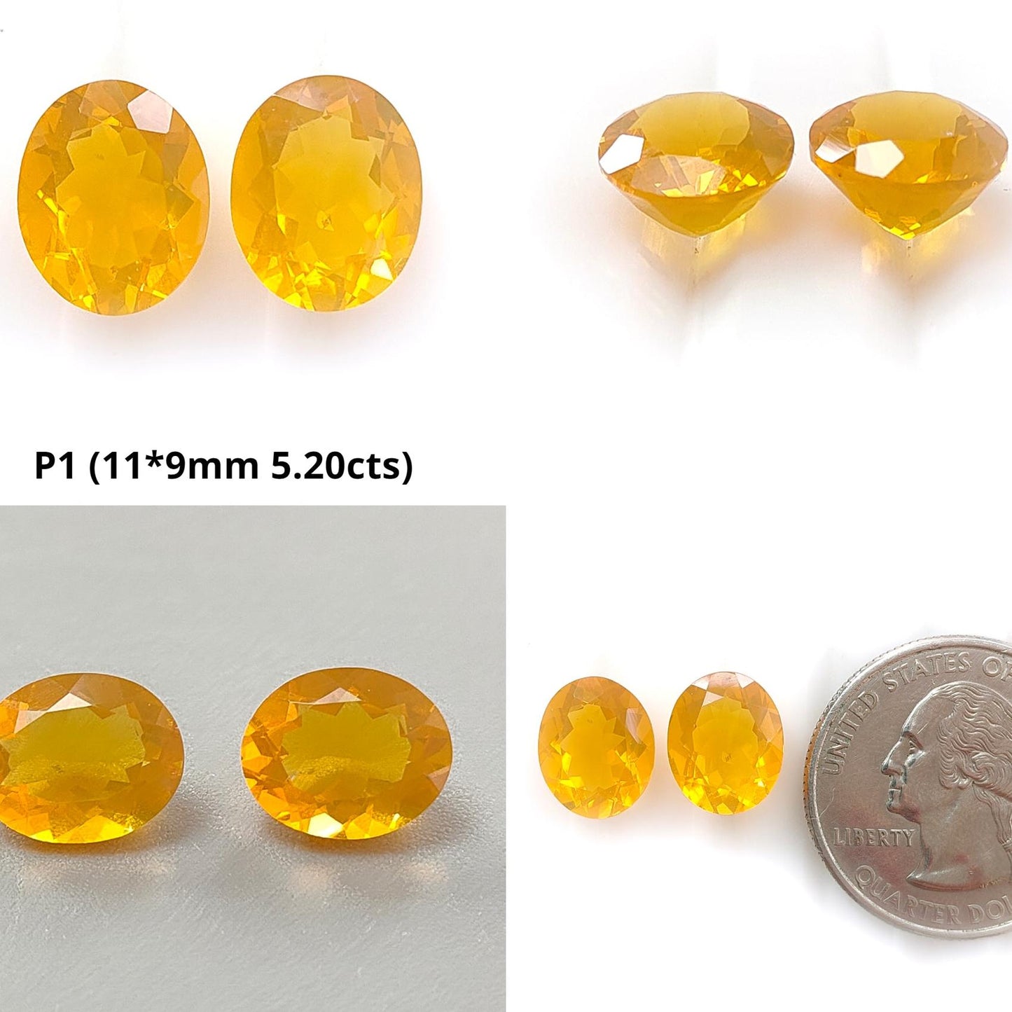 Mexican Yellow Fire Opal Faceted Cut: Natural Untreated Opal Oval, Square Shapes Pair For Jewelry