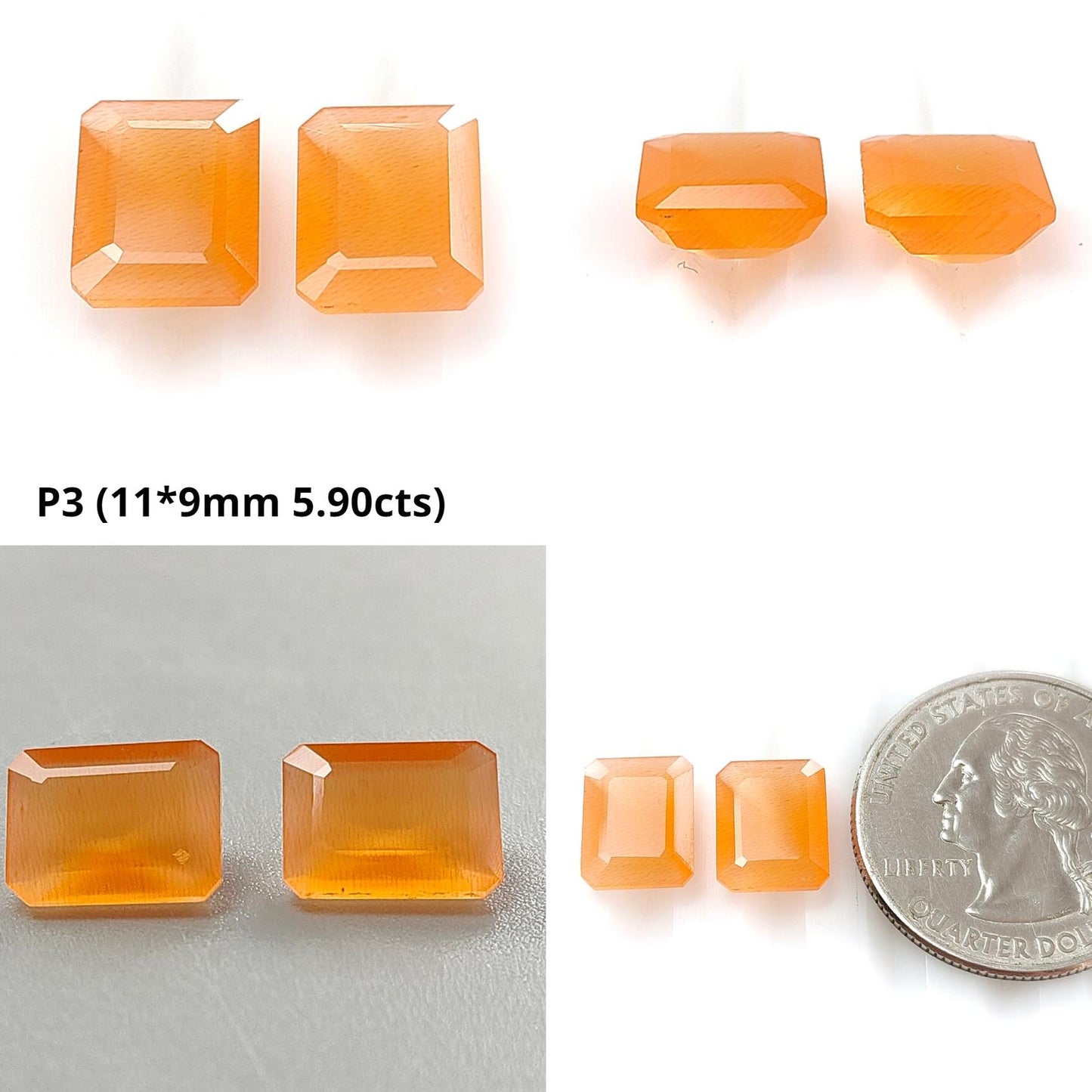 Mexican Yellow Fire Opal Faceted Cut: Natural Untreated Opal Oval, Square Shapes Pair For Jewelry