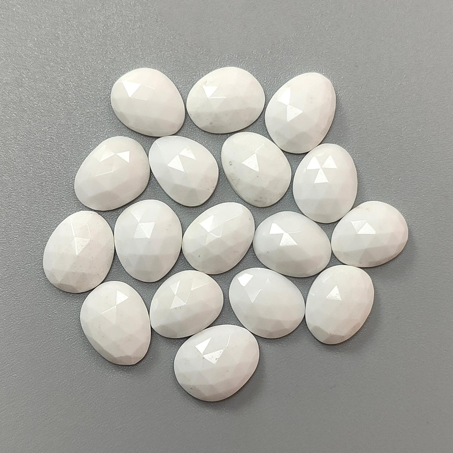 Peach Moonstone, White Opal & Serpentine Rose Cut Slices: Natural Untreated Gemstones Egg Shape Faceted Lots for Jewelry
