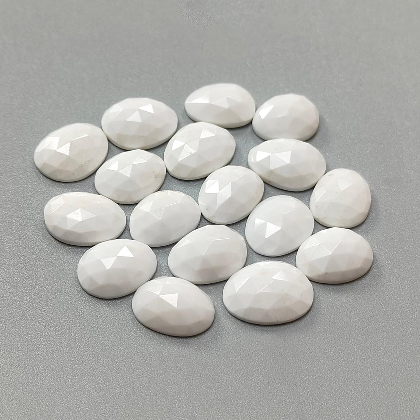 Peach Moonstone, White Opal & Serpentine Rose Cut Slices: Natural Untreated Gemstones Egg Shape Faceted Lots for Jewelry