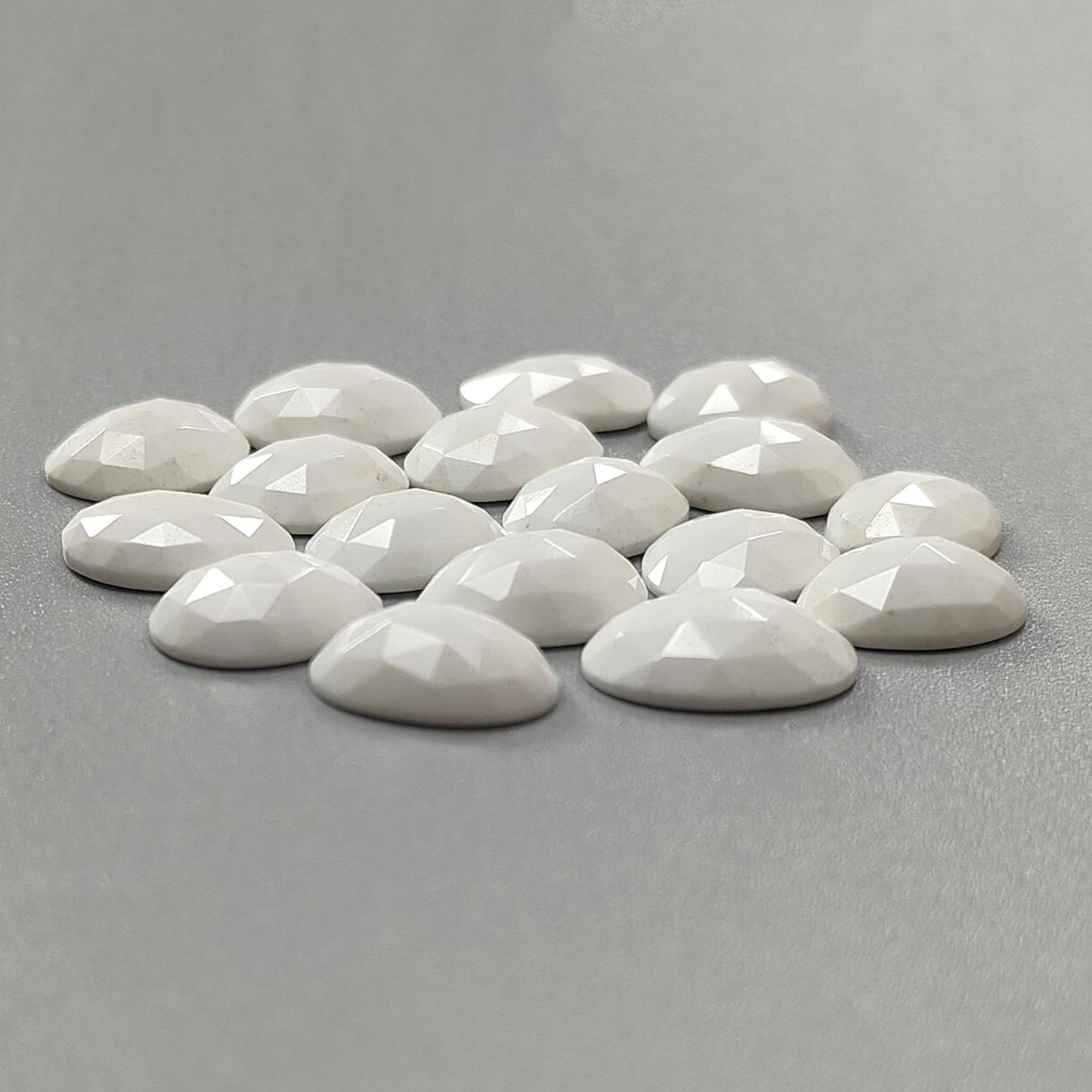 Peach Moonstone, White Opal & Serpentine Rose Cut Slices: Natural Untreated Gemstones Egg Shape Faceted Lots for Jewelry