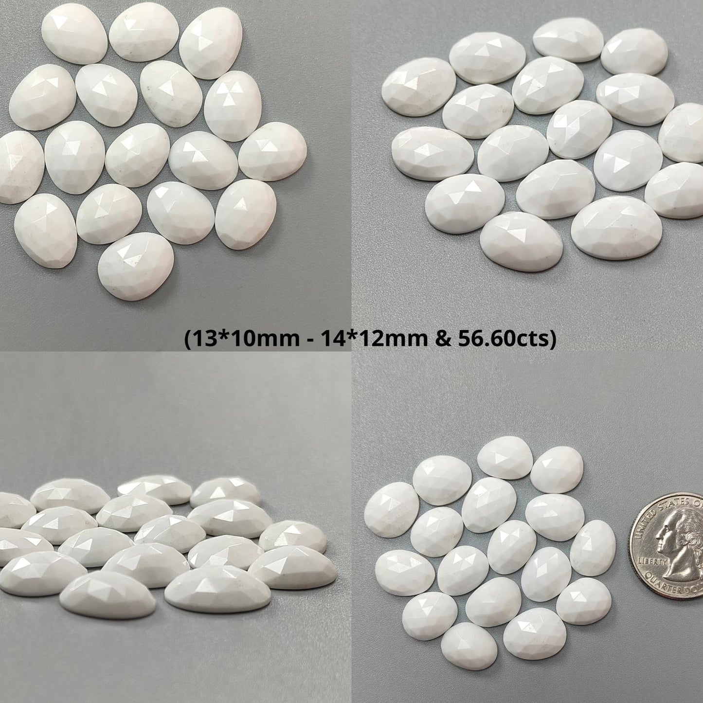 Peach Moonstone, White Opal & Serpentine Rose Cut Slices: Natural Untreated Gemstones Egg Shape Faceted Lots for Jewelry