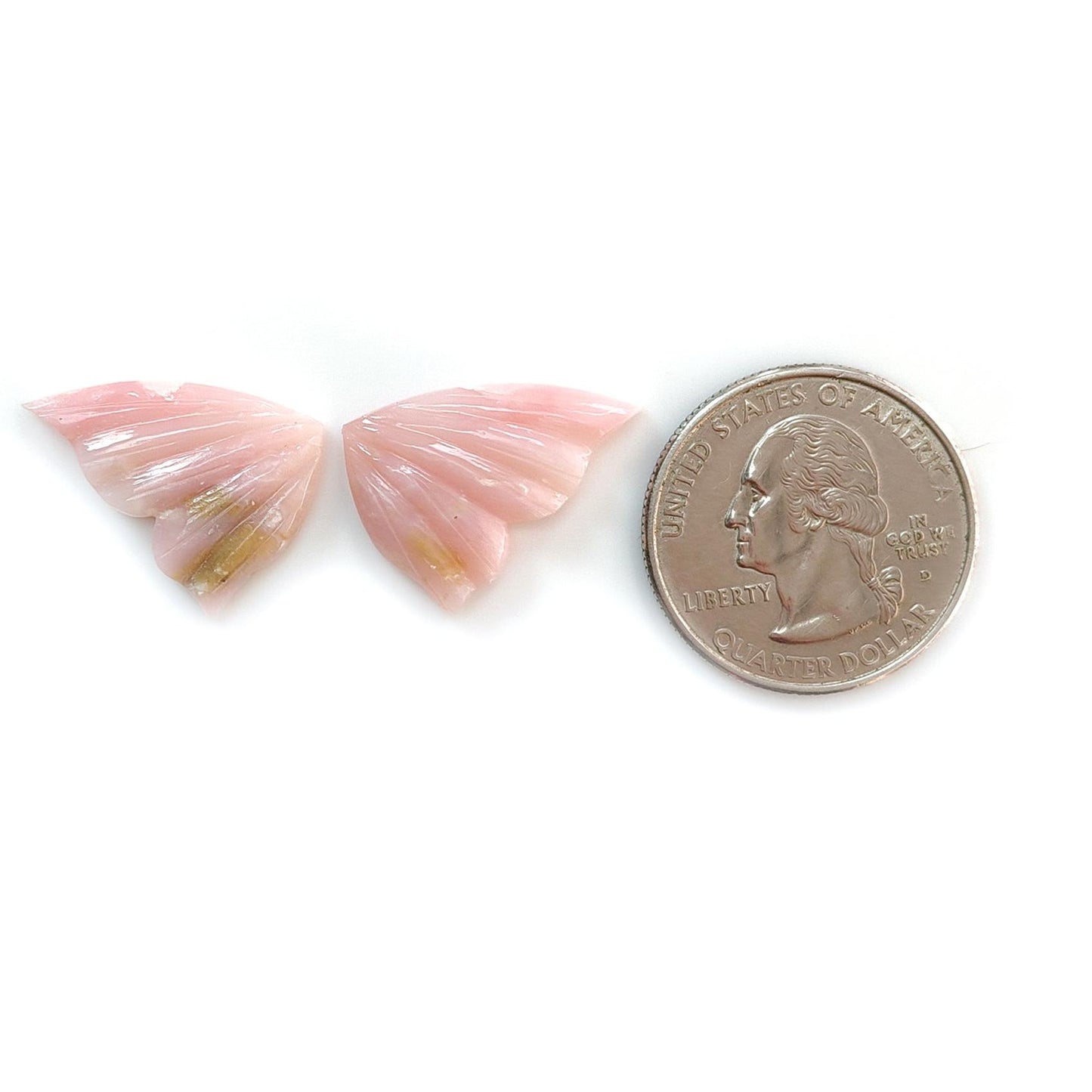Peach Moonstone, Bi-Color Agate & Pink Opal Gemstone Carving: Natural Untreated Multi Color Gemstone Hand Carved Butterfly Pair for Jewelry