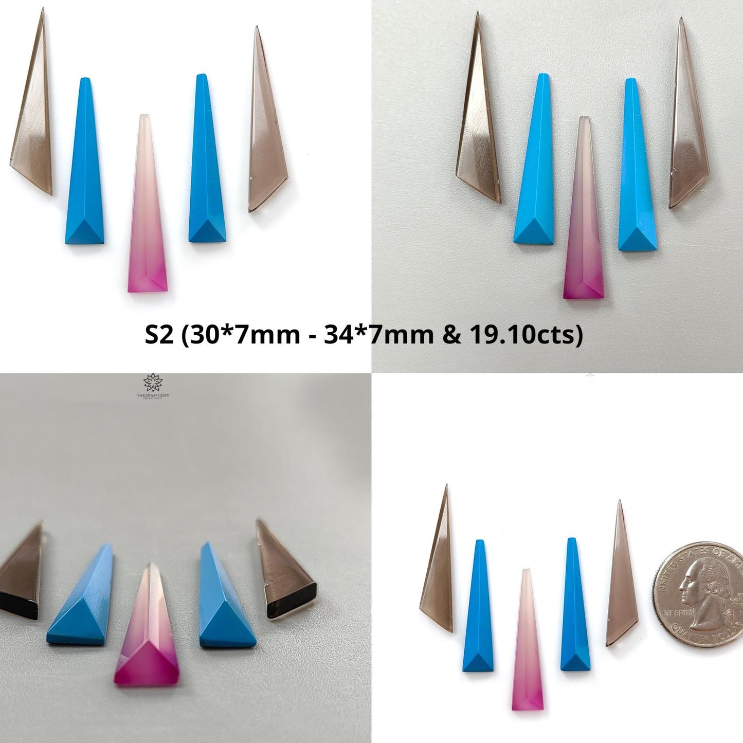 Multi Color Onyx Gemstone Faceted Cut: Natural Onyx, Synthetic Blue Turquoise Fancy Shape Step Cut 4pcs & 5pcs Set for Jewelry