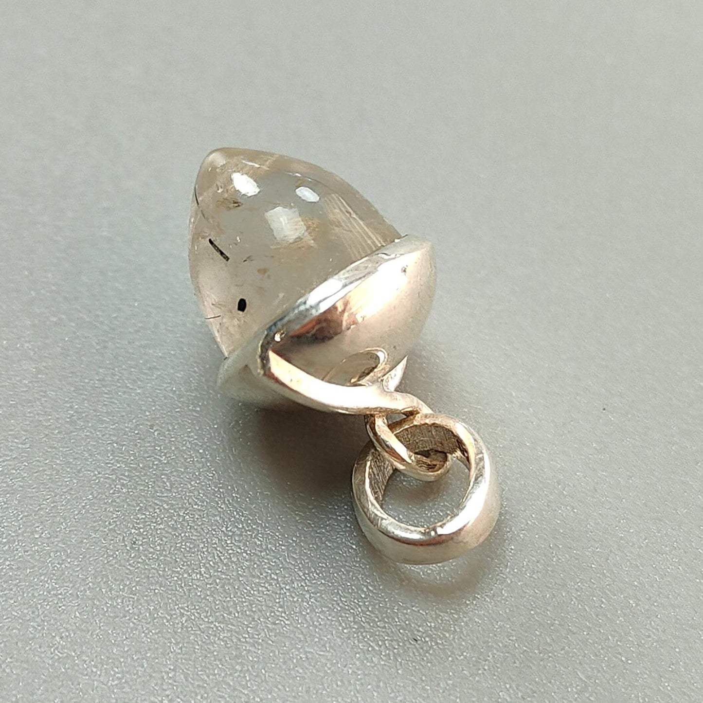 Golden & Black Rutile Gemstone 925 Sterling Silver Pendant: Natural Rutile Bezel Set Regular Size Bullet Pendant with Normal Loop 1"