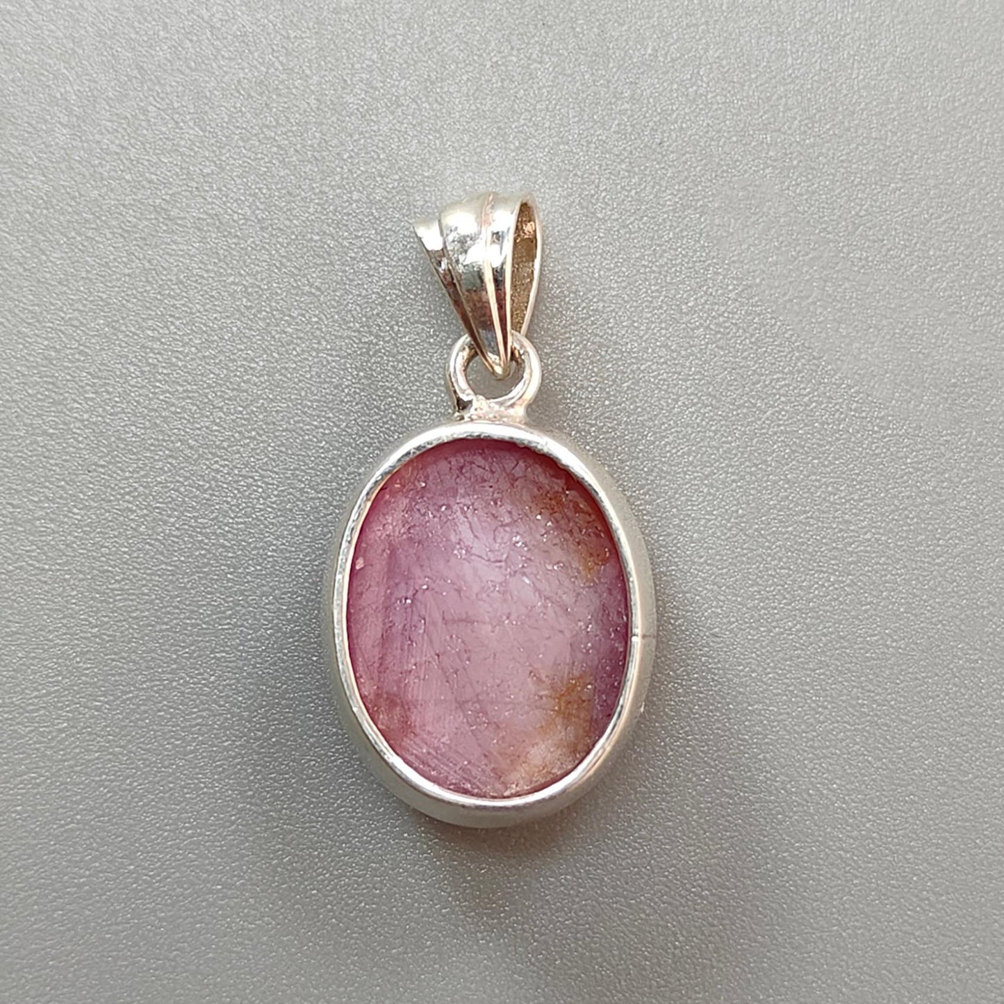 Star Ruby Silver Pendant: 4.14gms Natural Untreated Star Ruby Oval Shape Cabochon 925 Sterling Silver Bezel Set Pendant 1"