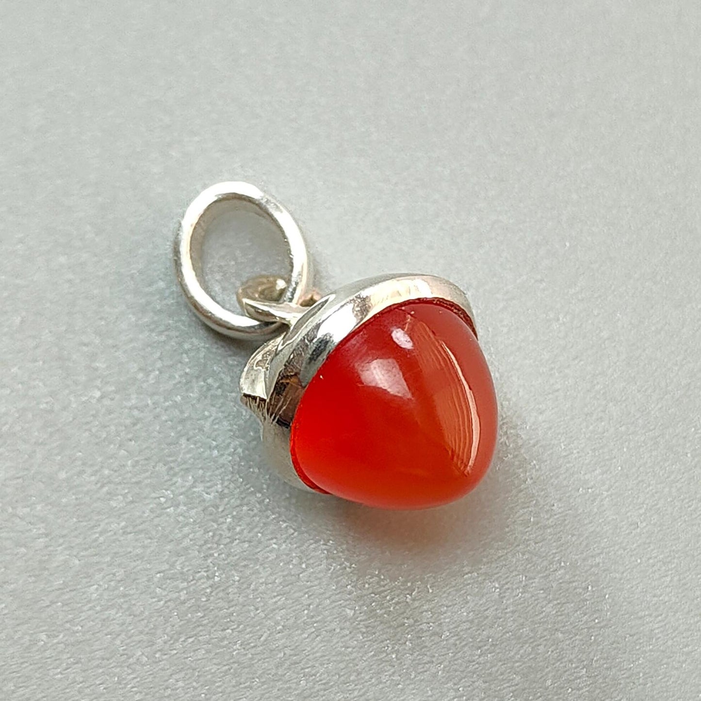 Onyx Gemstone 925 Sterling Silver Pendant: Natural Orange, Pink Onyx Bezel Set Regular Size Bullet Pendant with Normal Loop 1" Gift for her