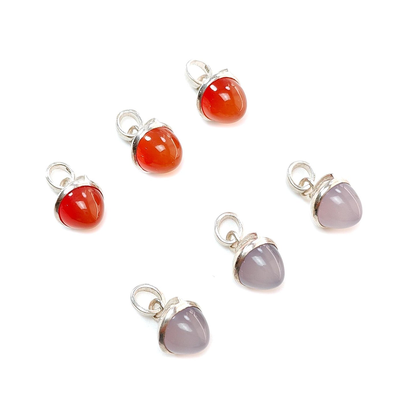 Onyx Gemstone 925 Sterling Silver Pendant: Natural Orange, Pink Onyx Bezel Set Regular Size Bullet Pendant with Normal Loop 1" Gift for her