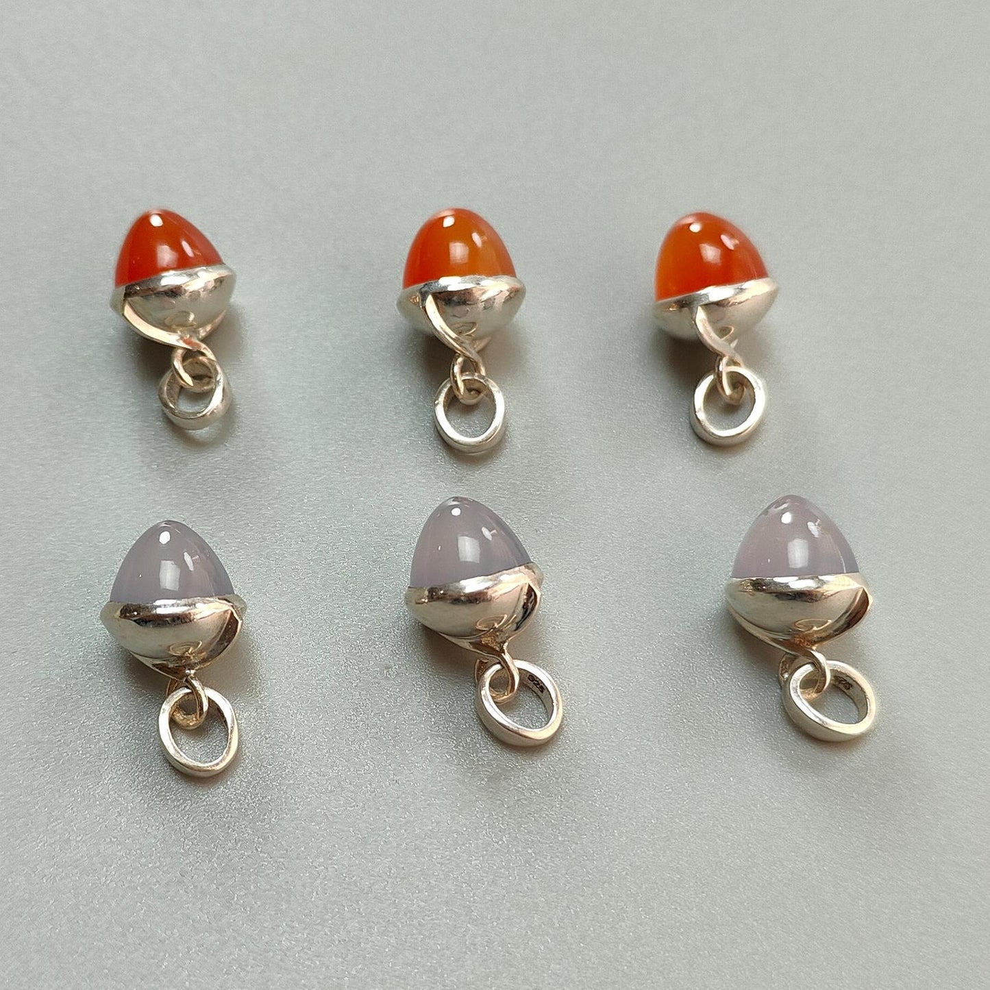 Onyx Gemstone 925 Sterling Silver Pendant: Natural Orange, Pink Onyx Bezel Set Regular Size Bullet Pendant with Normal Loop 1" Gift for her