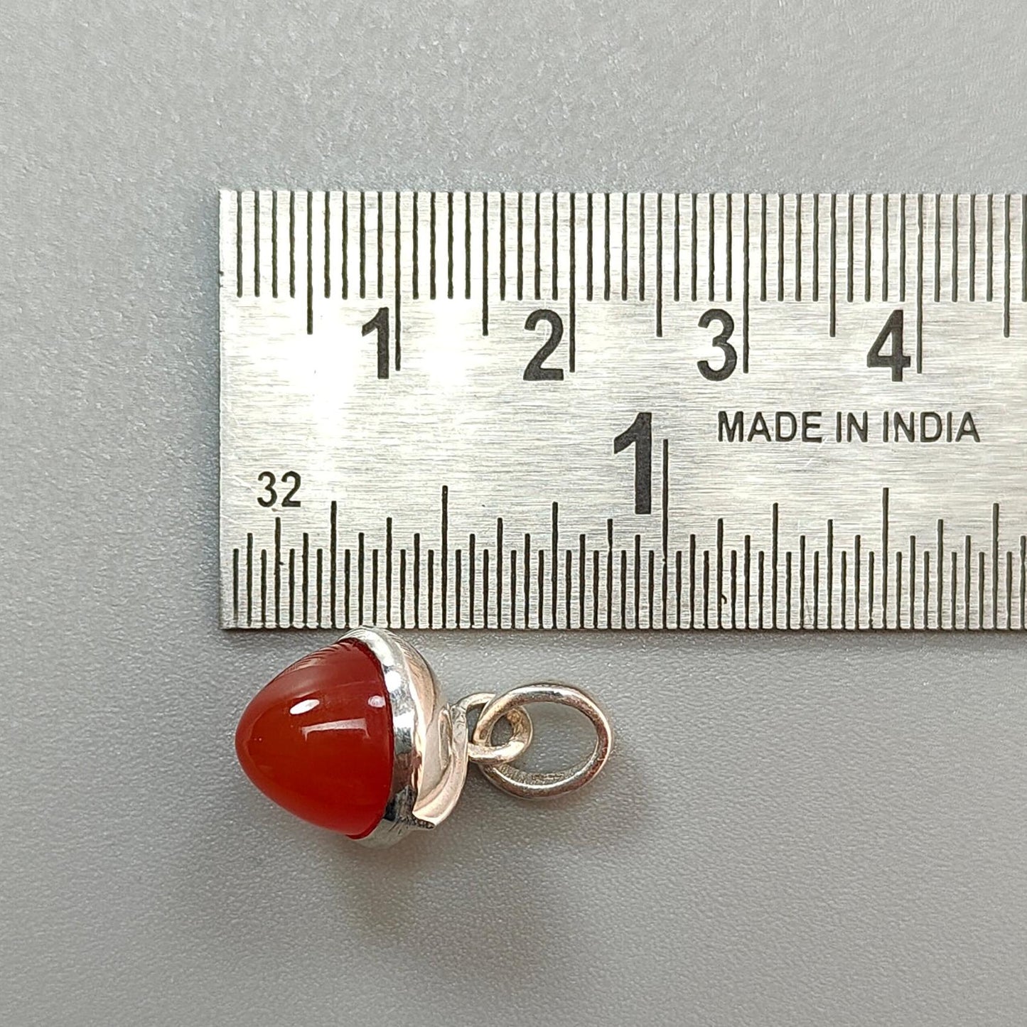 Onyx Gemstone 925 Sterling Silver Pendant: Natural Orange, Pink Onyx Bezel Set Regular Size Bullet Pendant with Normal Loop 1" Gift for her