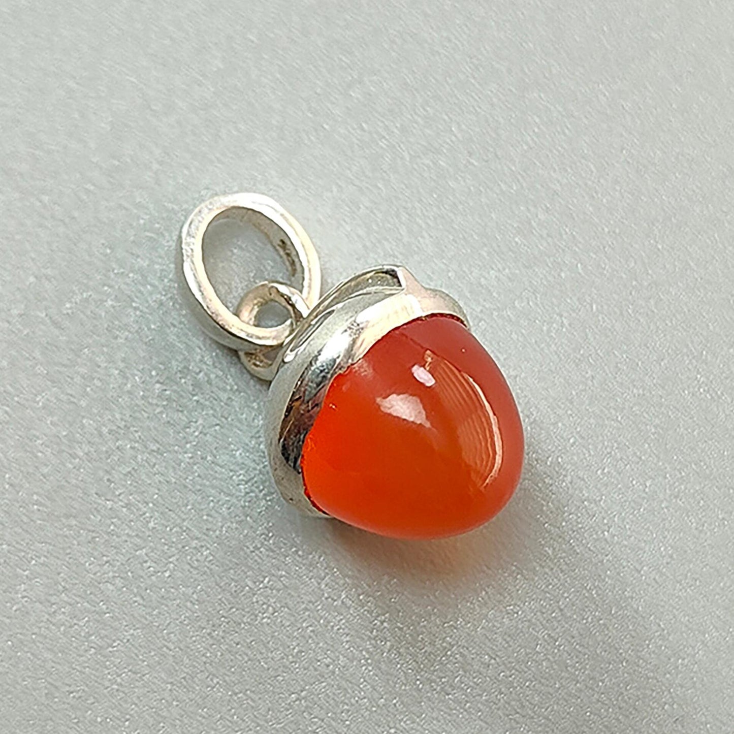 Onyx Gemstone 925 Sterling Silver Pendant: Natural Orange, Pink Onyx Bezel Set Regular Size Bullet Pendant with Normal Loop 1" Gift for her