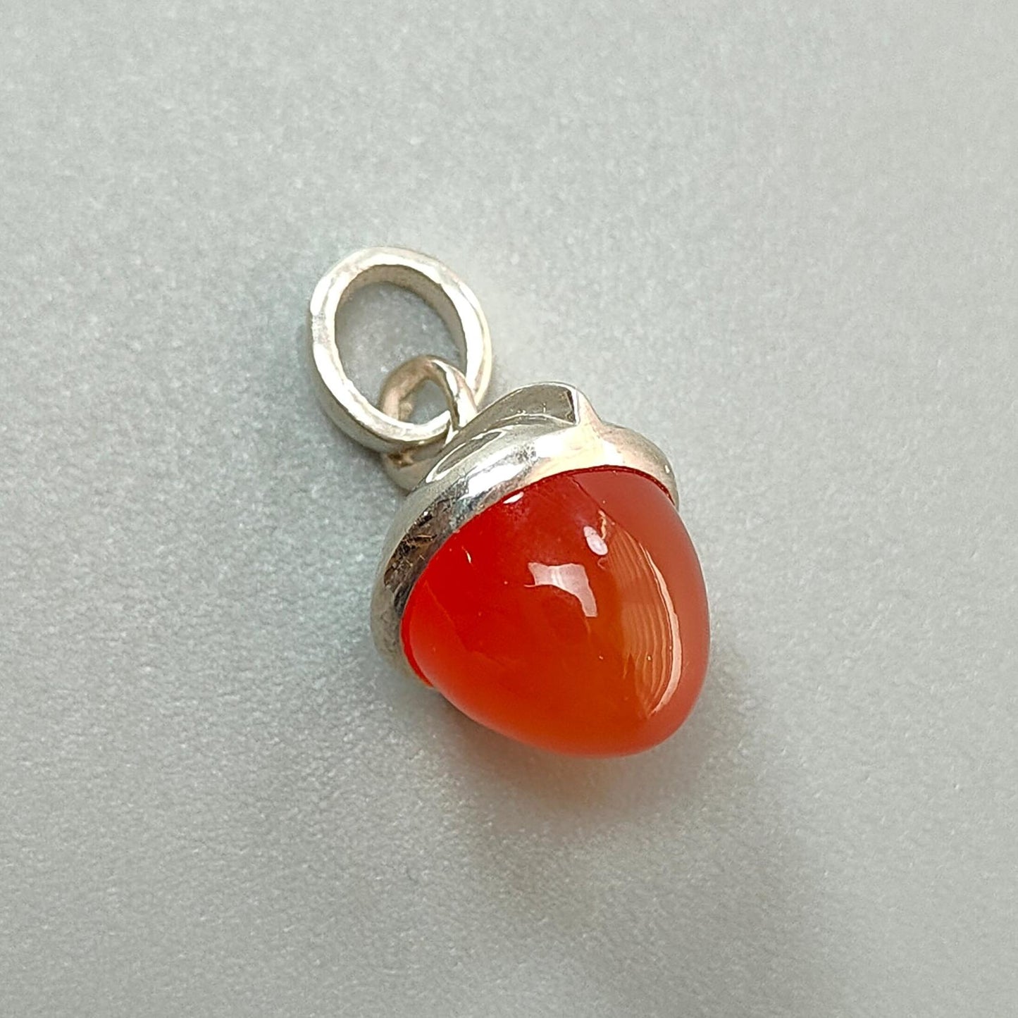 Onyx Gemstone 925 Sterling Silver Pendant: Natural Orange, Pink Onyx Bezel Set Regular Size Bullet Pendant with Normal Loop 1" Gift for her