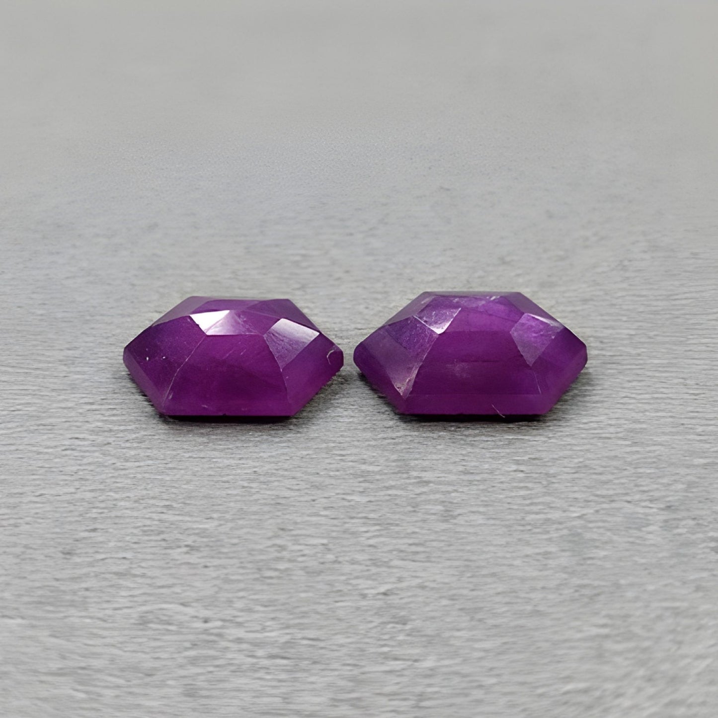 9.95cts Natural Untreated Raspberry Ruby Gemstone Step Cut Hexagon Shape Pair