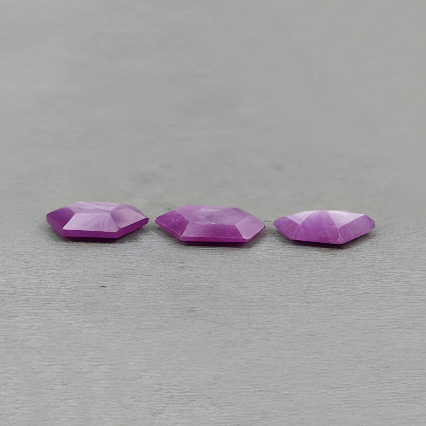 15.80cts Raspberry Ruby Gemstone Natural Untreated Faceted Cut Hexagon Shape 3pcs