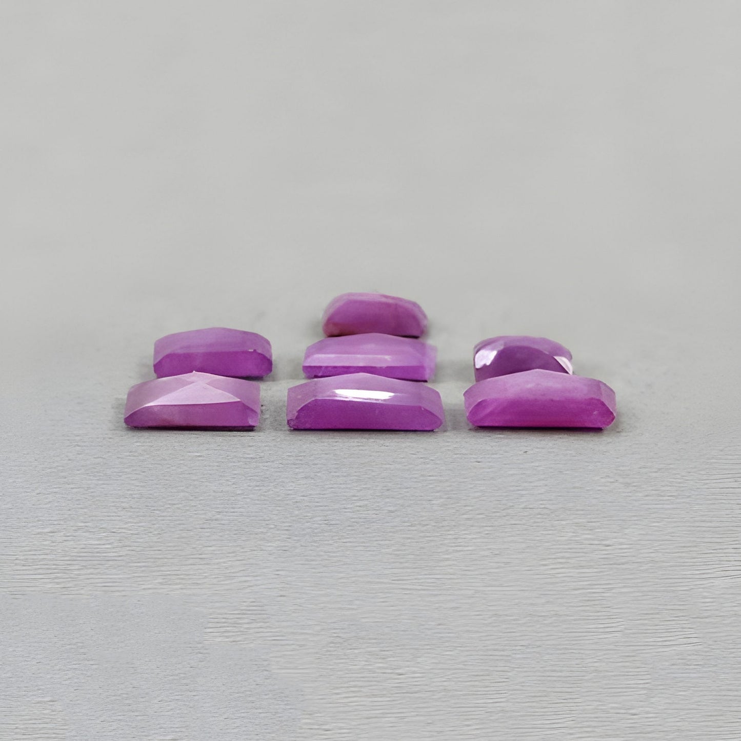 23.98cts Raspberry Ruby Gemstone Natural Untreated Step Cut Fancy Shape 7pcs