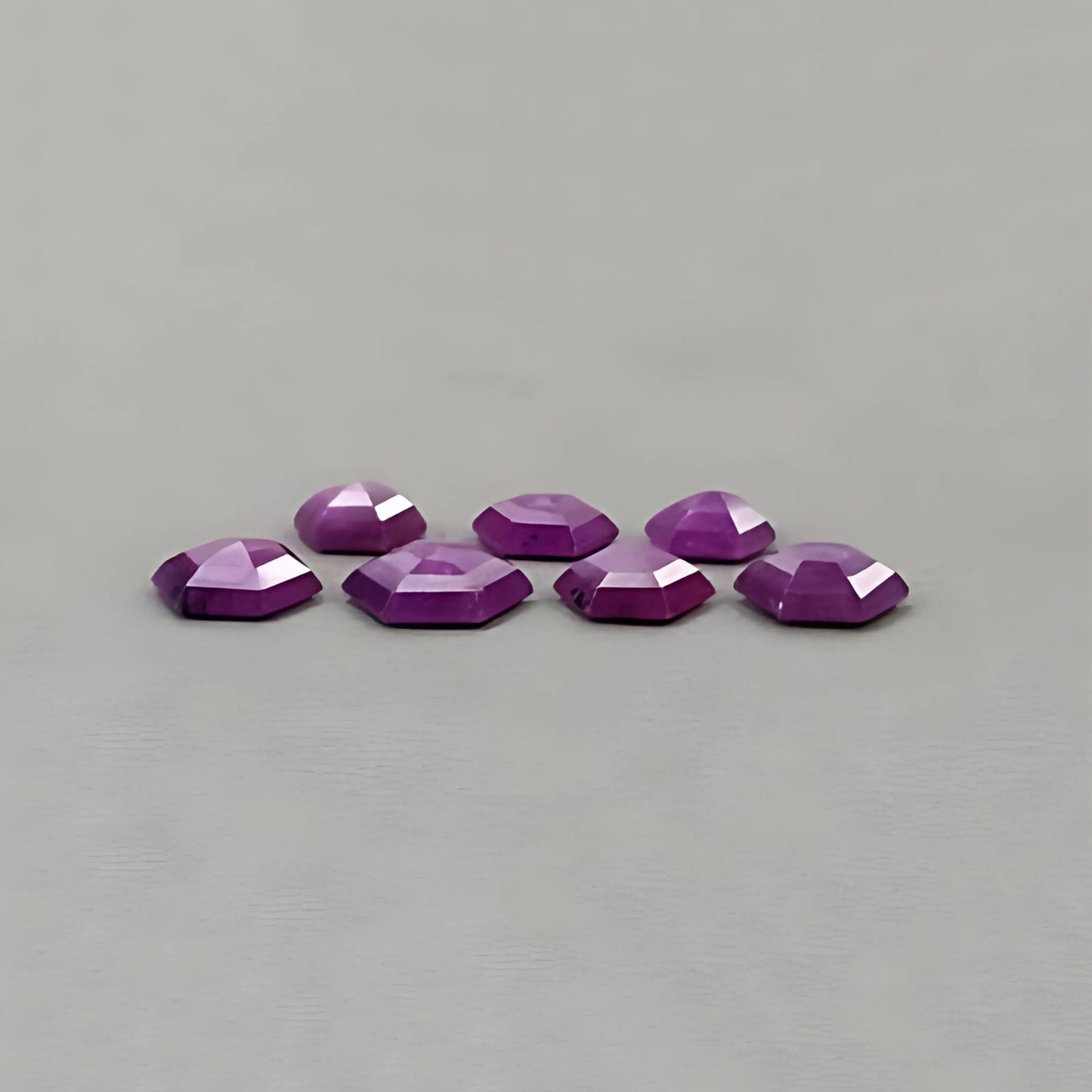 42.55cts Raspberry Ruby Gemstone Natural Untreated Step Cut Hexagon Shape 7pcs