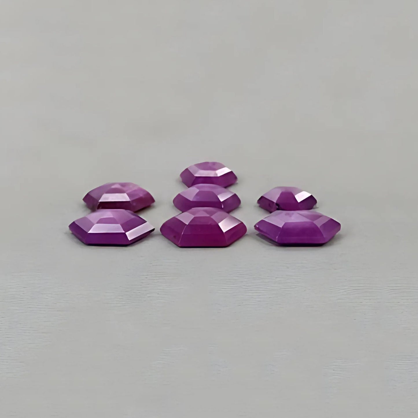 59.10cts Raspberry Ruby Gemstone Natural Untreated Step Cut Hexagon Shape 7pcs