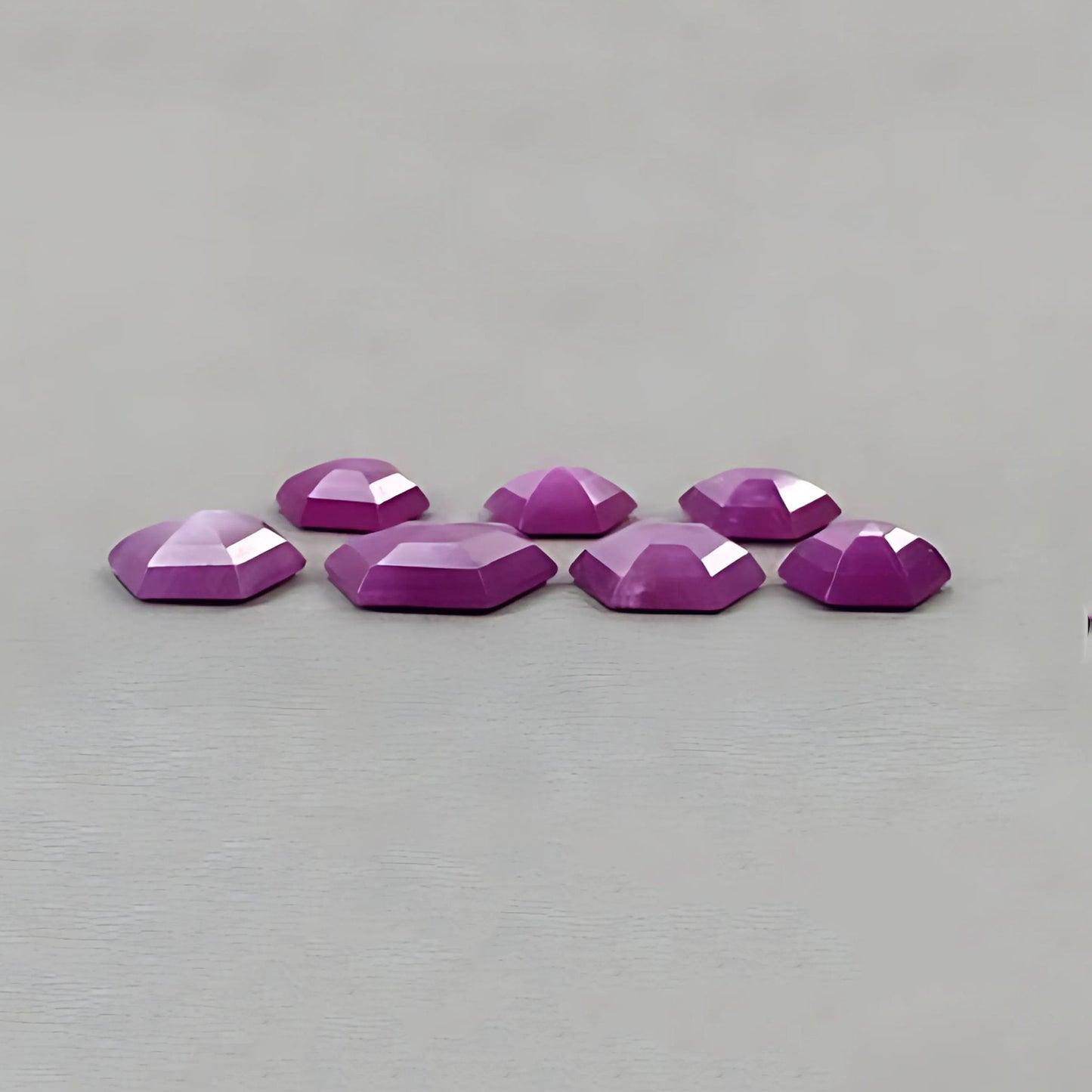 42.60cts Raspberry Ruby Gemstone Natural Untreated Step Cut Hexagon Shape 7pcs