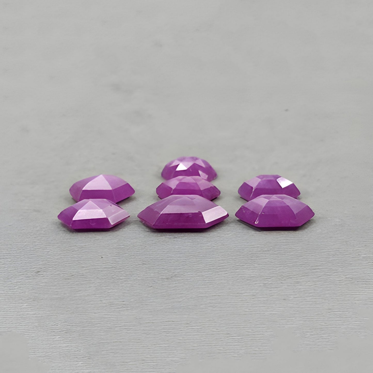 28.60cts Raspberry Ruby Gemstone Natural Untreated Step Cut Hexagon Shape 7pcs