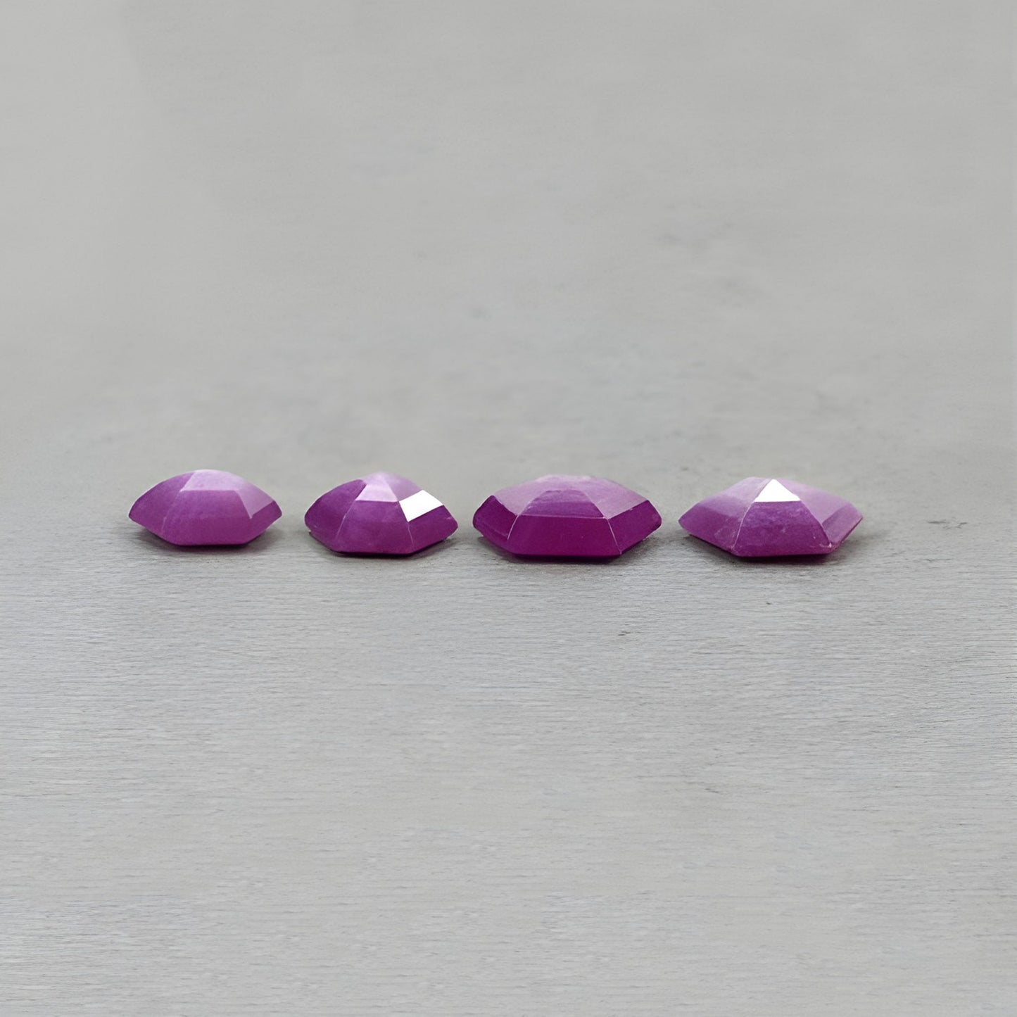 15.25cts Raspberry Ruby Gemstone Natural Untreated Step Cut Hexagon Shape 4pcs