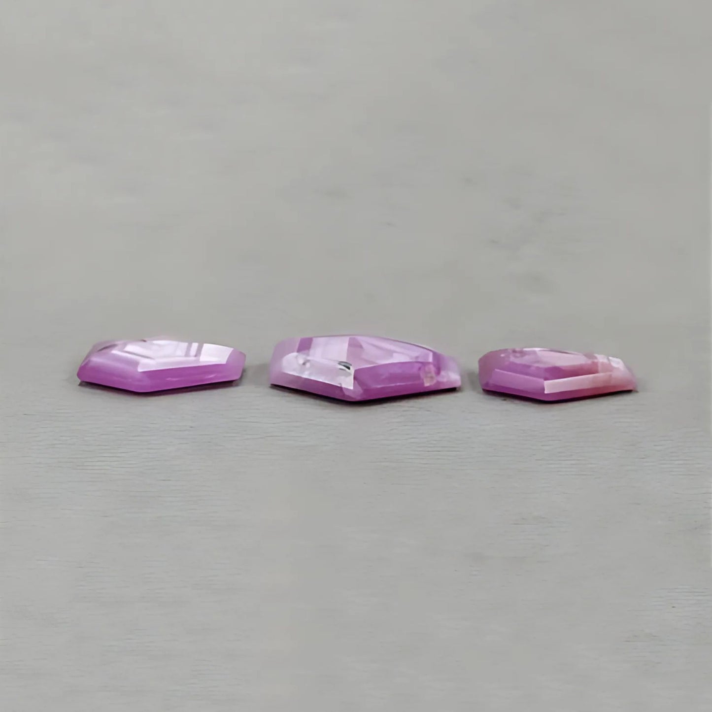 34.45cts Raspberry Ruby Gemstone Natural Untreated Faceted Cut Hexagon Shape 3pcs