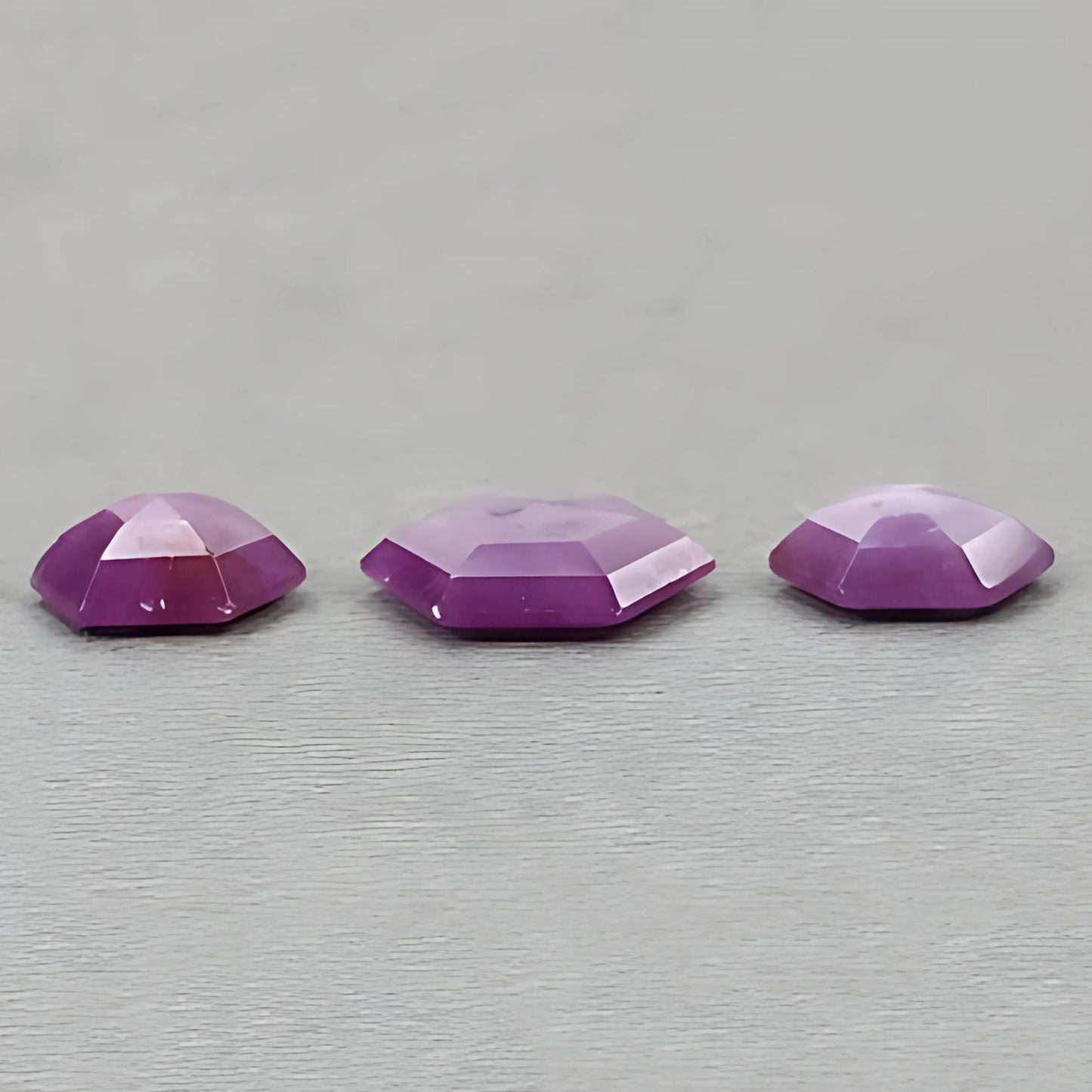 15.20cts Raspberry Ruby Natural Untreated Gemstone Faceted Cut Hexagon Shape 3pcs