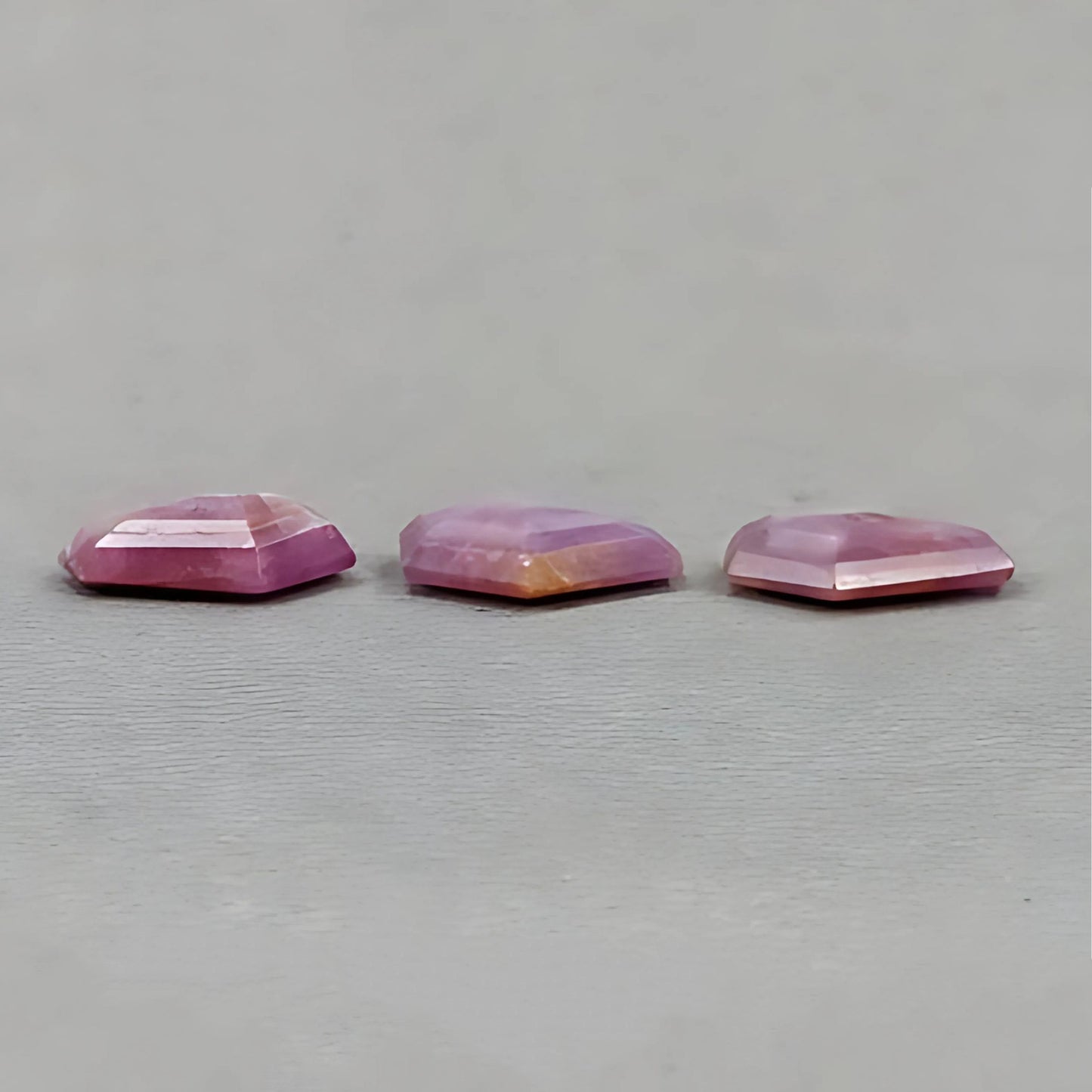 18.55cts Raspberry Ruby Natural Untreated Gemstone Faceted Cut Hexagon Shape 3pcs