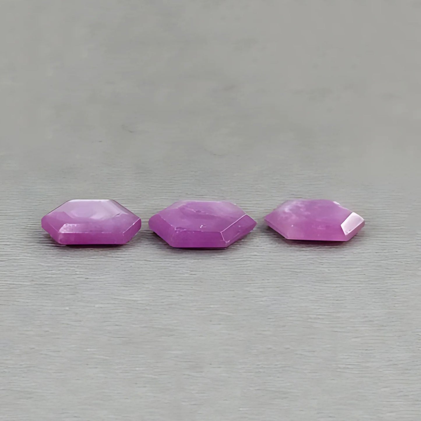 13.05cts Natural Untreated Raspberry Ruby Gemstone Faceted Cut Hexagon Shape 3pcs