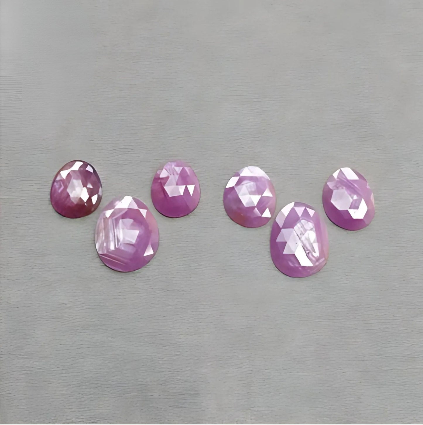 46.10cts Natural Untreated Raspberry Pink Sapphire Gemstone Egg Shape Rose Cut Slices 6pcs