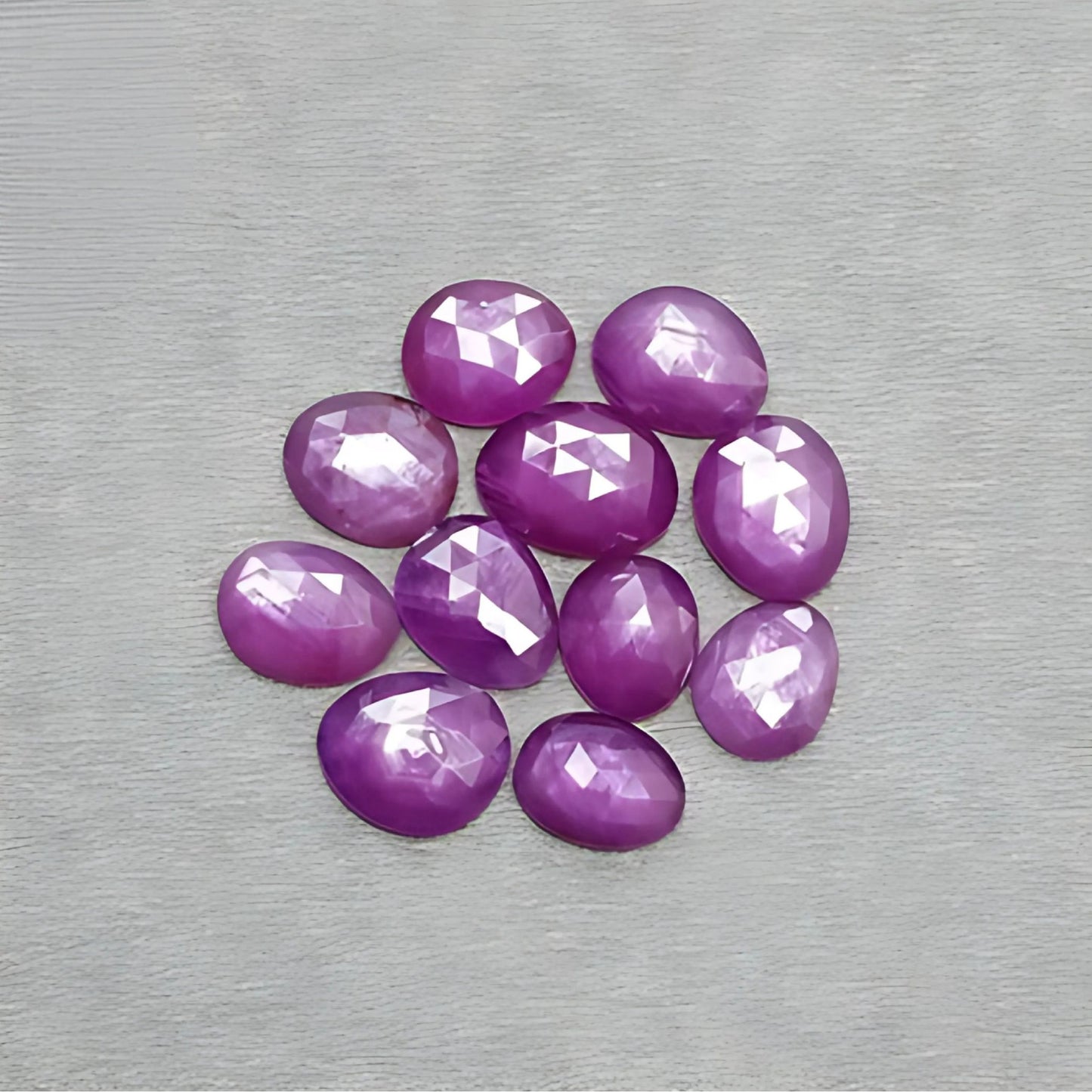 44.40cts Natural Untreated Raspberry Ruby Gemstone Egg Shape Rose Cut Slices 11pcs
