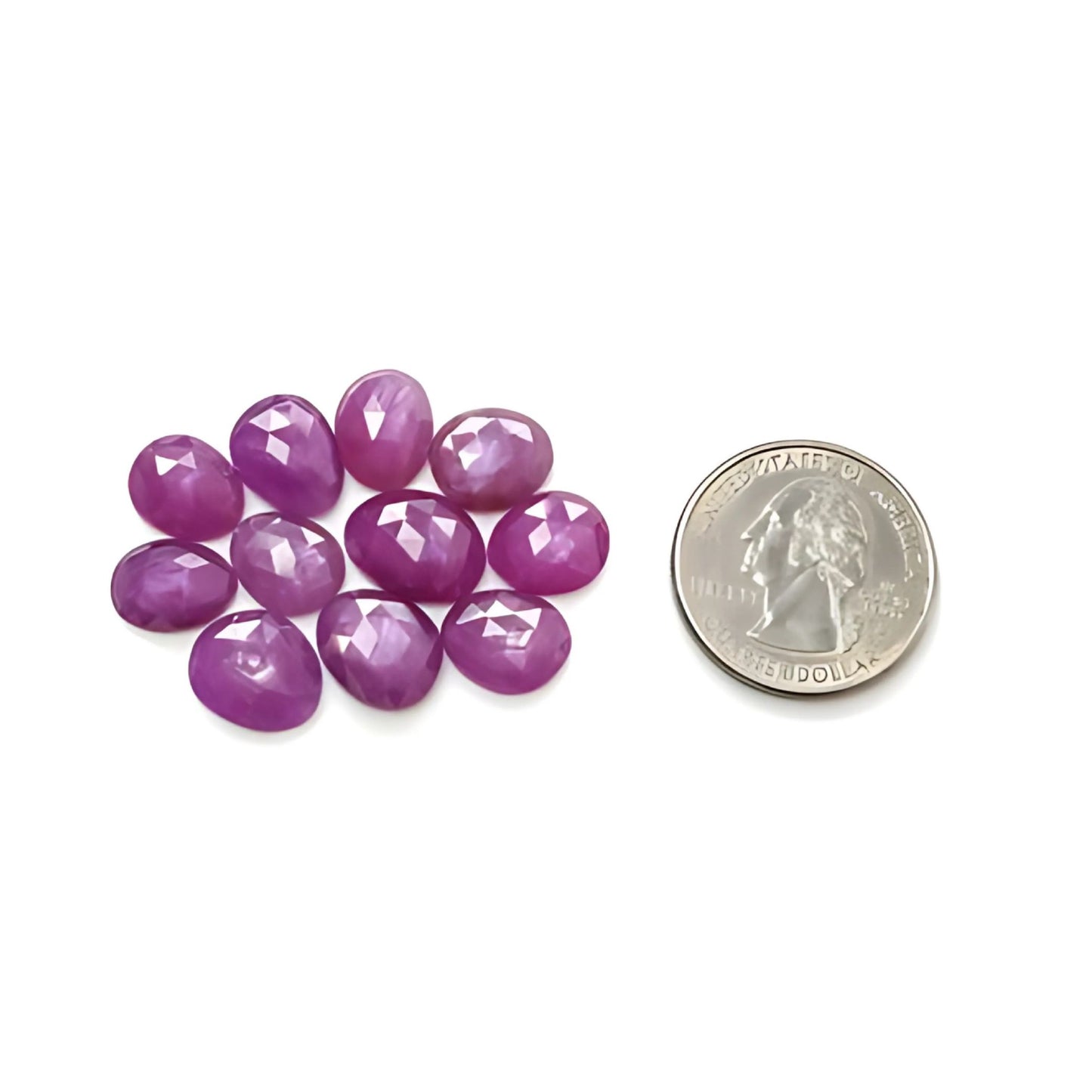 44.40cts Natural Untreated Raspberry Ruby Gemstone Egg Shape Rose Cut Slices 11pcs