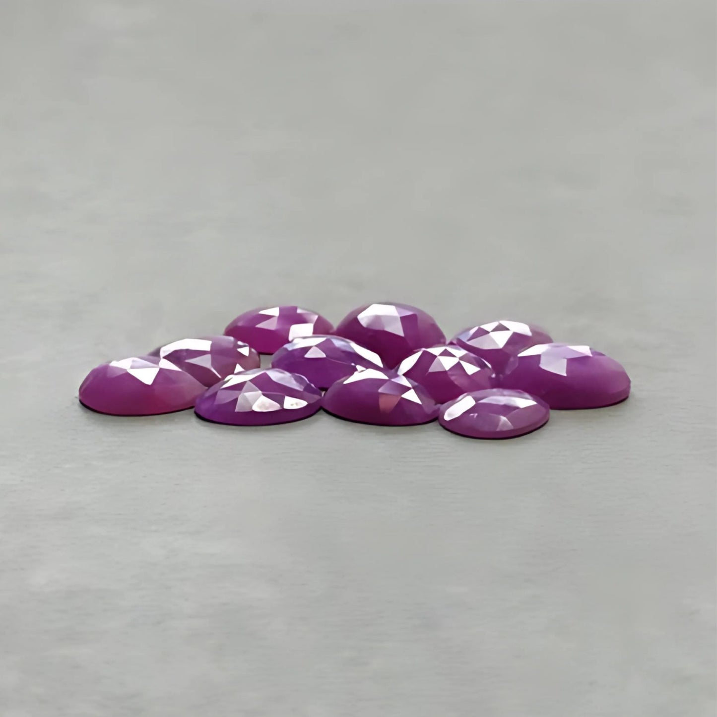 44.40cts Natural Untreated Raspberry Ruby Gemstone Egg Shape Rose Cut Slices 11pcs