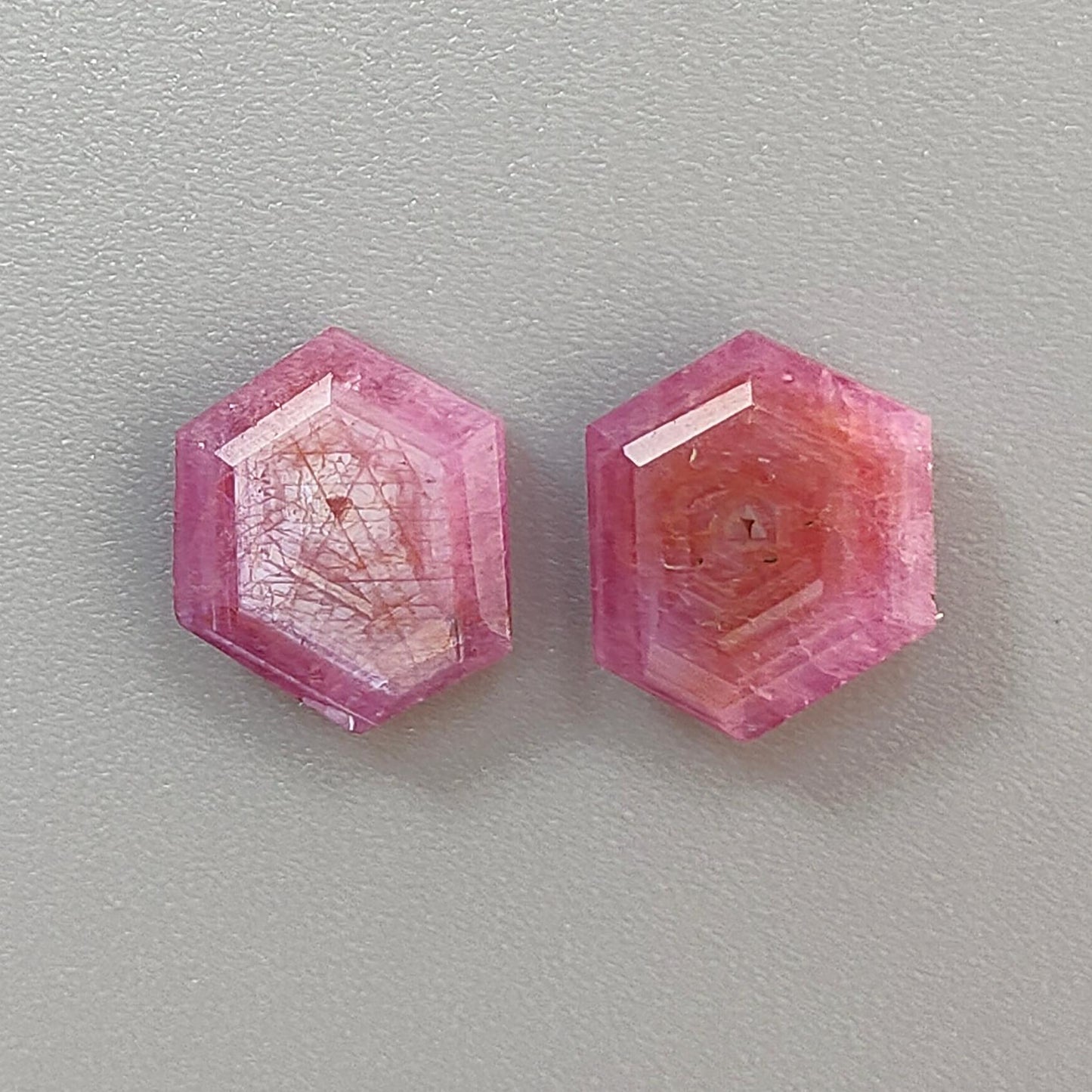 Raspberry Pink Sapphire Gemstone Faceted Cut: Natural Untreated Sheen Sapphire Hexagon Shape Faceted 2pcs Set September Birthstone