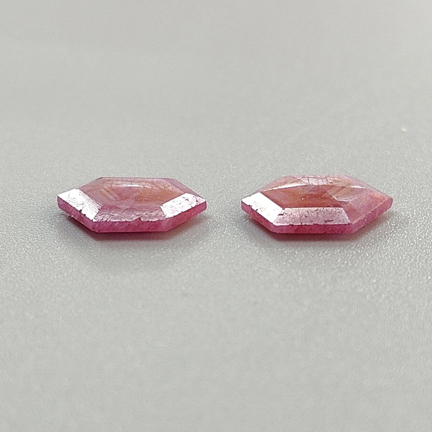 Raspberry Pink Sapphire Gemstone Faceted Cut: Natural Untreated Sheen Sapphire Hexagon Shape Faceted 2pcs Set September Birthstone