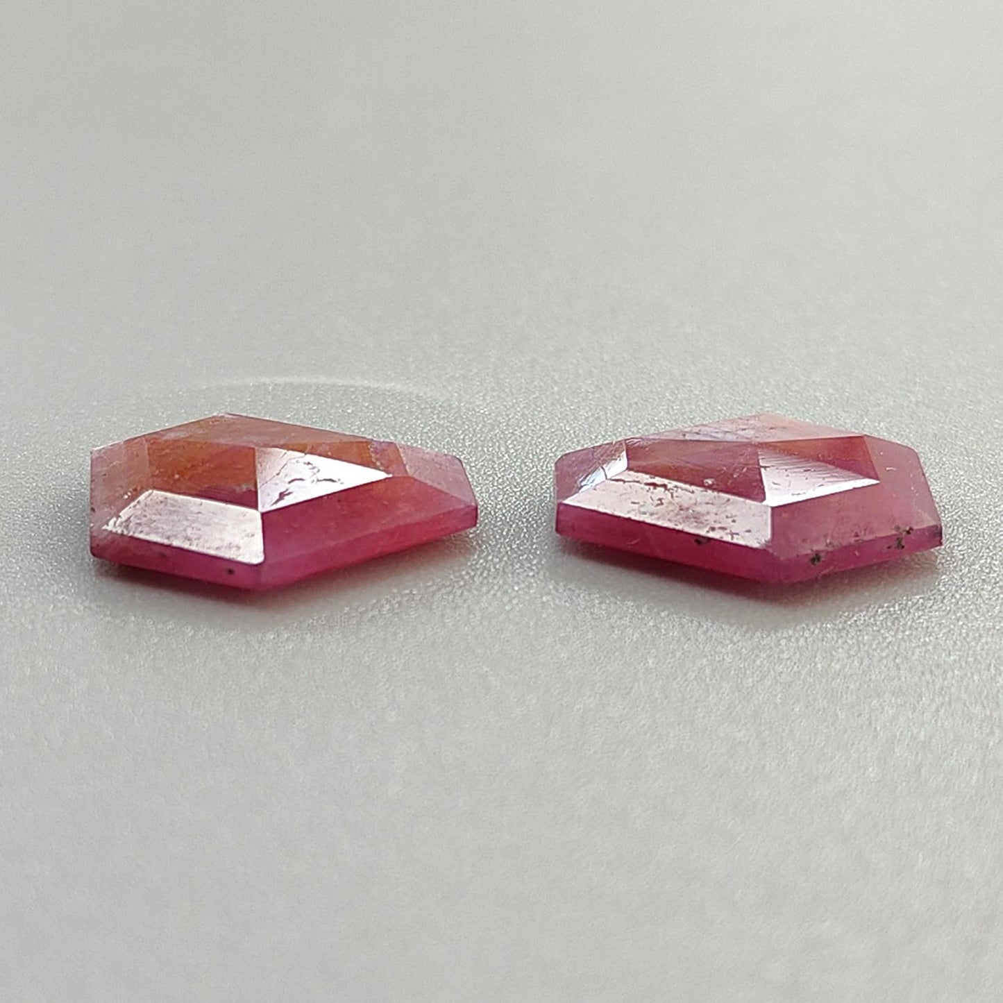 Raspberry Pink Sapphire Gemstone Faceted Cut: Natural Untreated Sheen Sapphire Hexagon Shape Faceted 2pcs Set September Birthstone