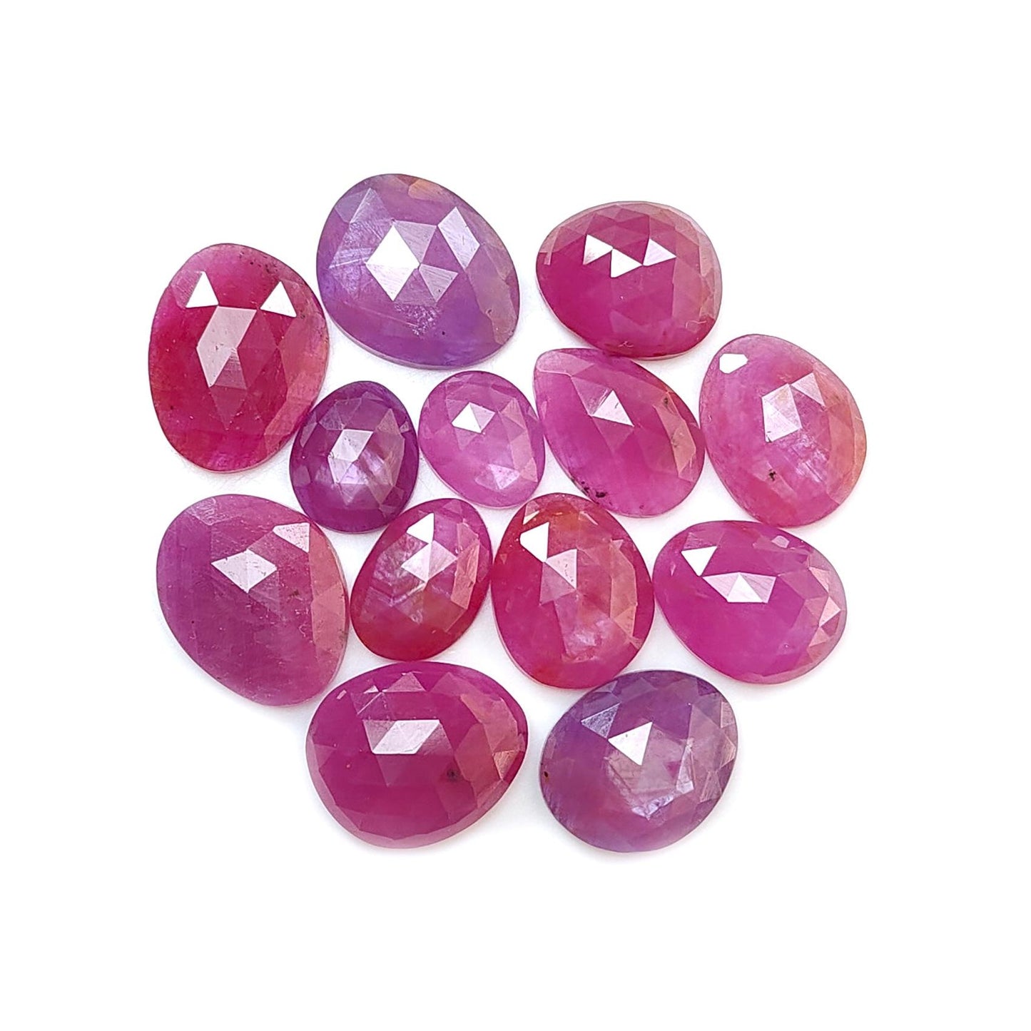 Blue, Pink Sapphire Gemstone Rose Cut Slices: Natural Untreated Unheated Sapphire Fancy Shape Faceted Lots for Jewelry September Birthstone