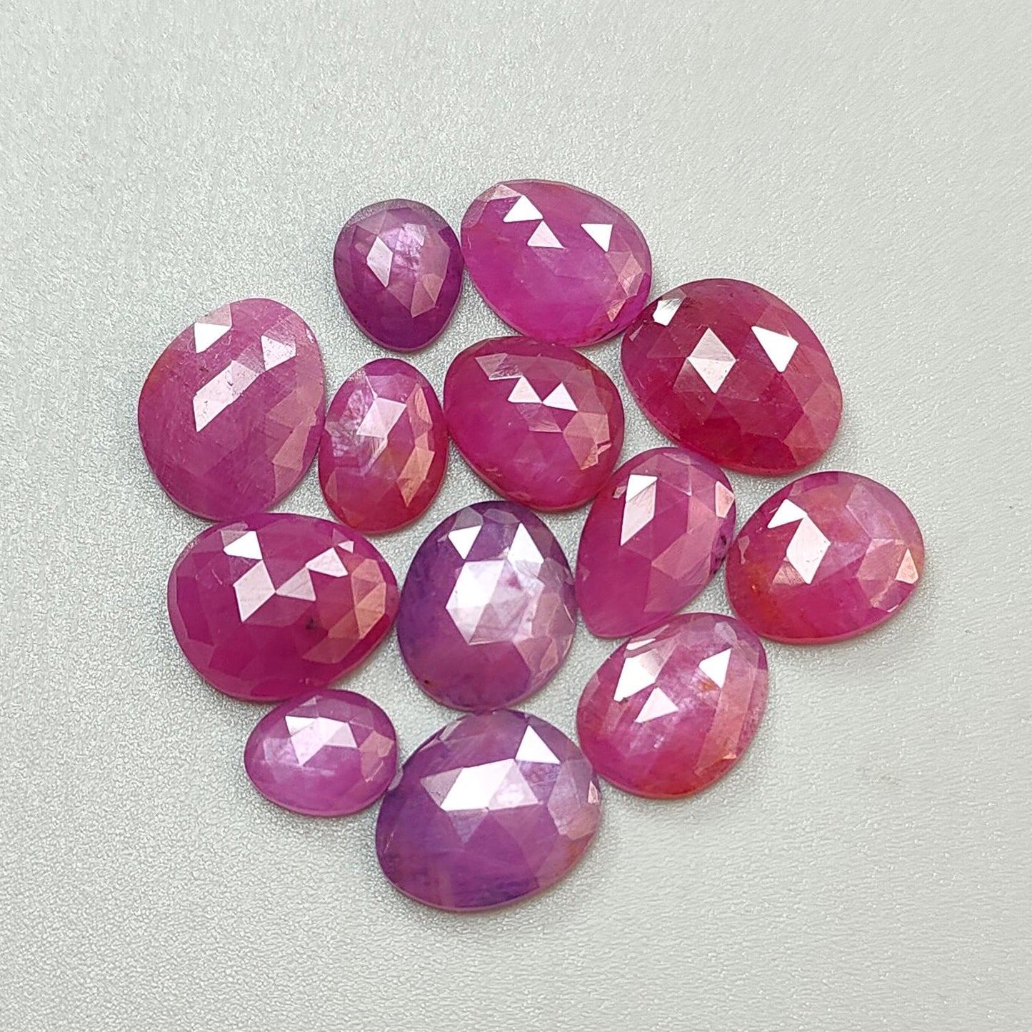 Blue, Pink Sapphire Gemstone Rose Cut Slices: Natural Untreated Unheated Sapphire Fancy Shape Faceted Lots for Jewelry September Birthstone