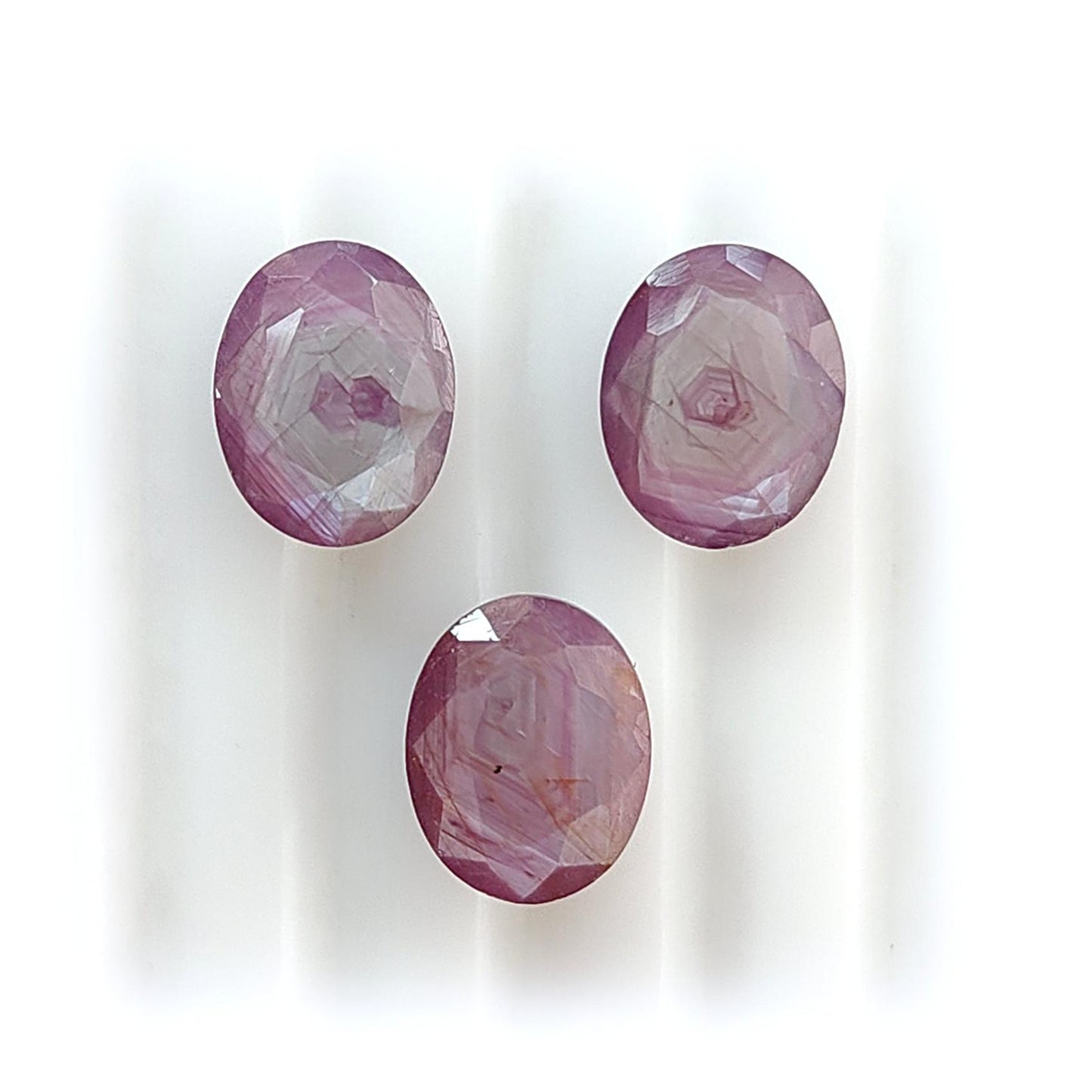 Raspberry Pink Sapphire Gemstone Faceted Cut: Natural Untreated Sheen Sapphire Oval Shape Faceted 3pcs Set for Jewelry September Birthstone