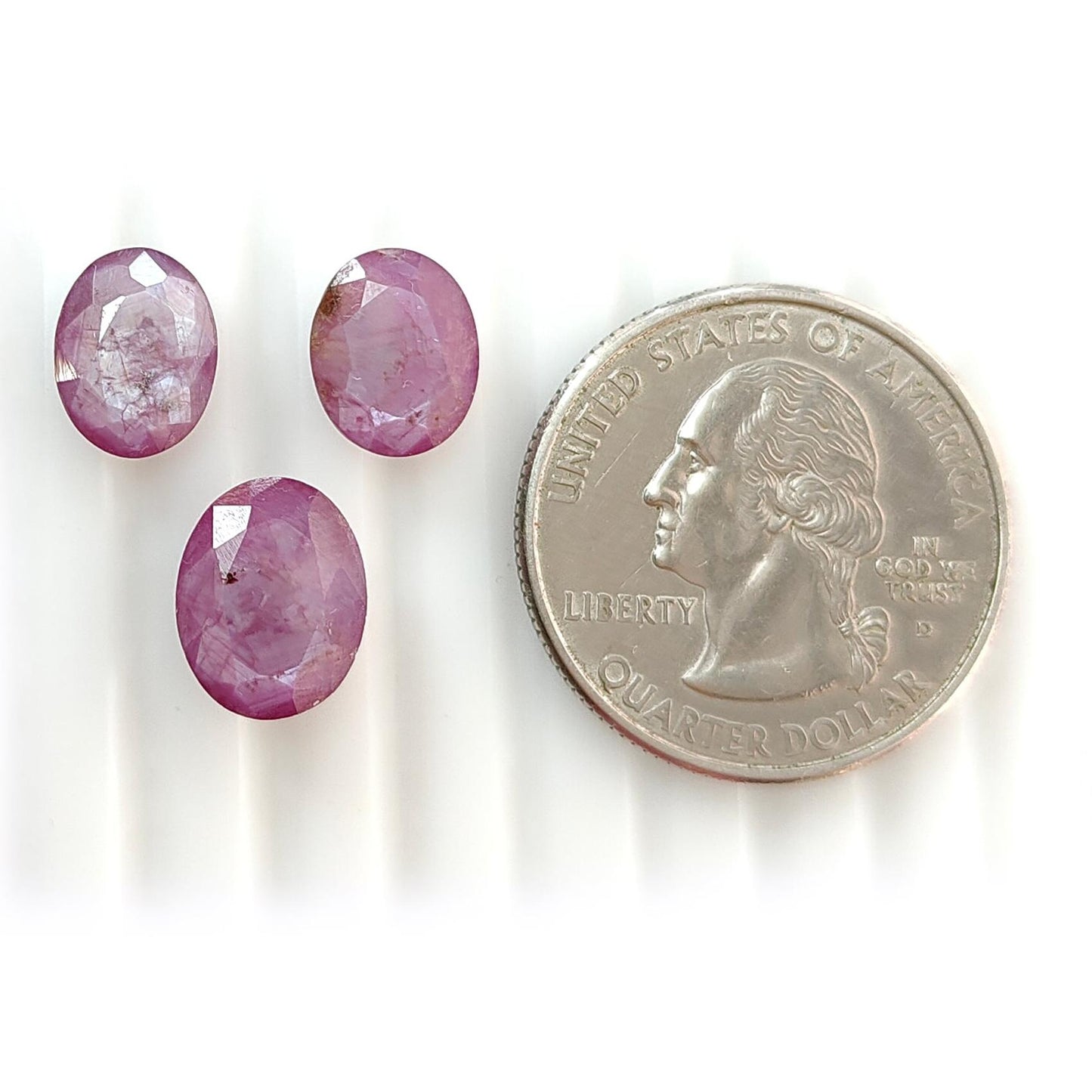Raspberry Pink Sapphire Gemstone Faceted Cut: Natural Untreated Sheen Sapphire Oval Shape Faceted 3pcs Set for Jewelry September Birthstone