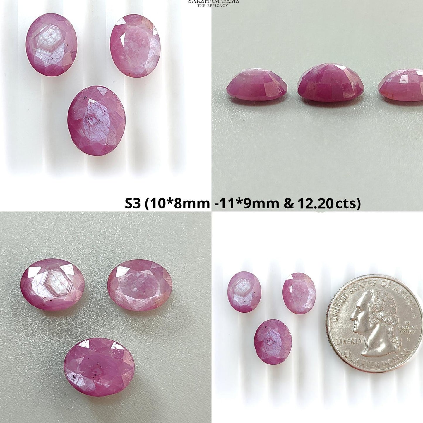 Raspberry Pink Sapphire Gemstone Faceted Cut: Natural Untreated Sheen Sapphire Oval Shape Faceted 3pcs Set for Jewelry September Birthstone