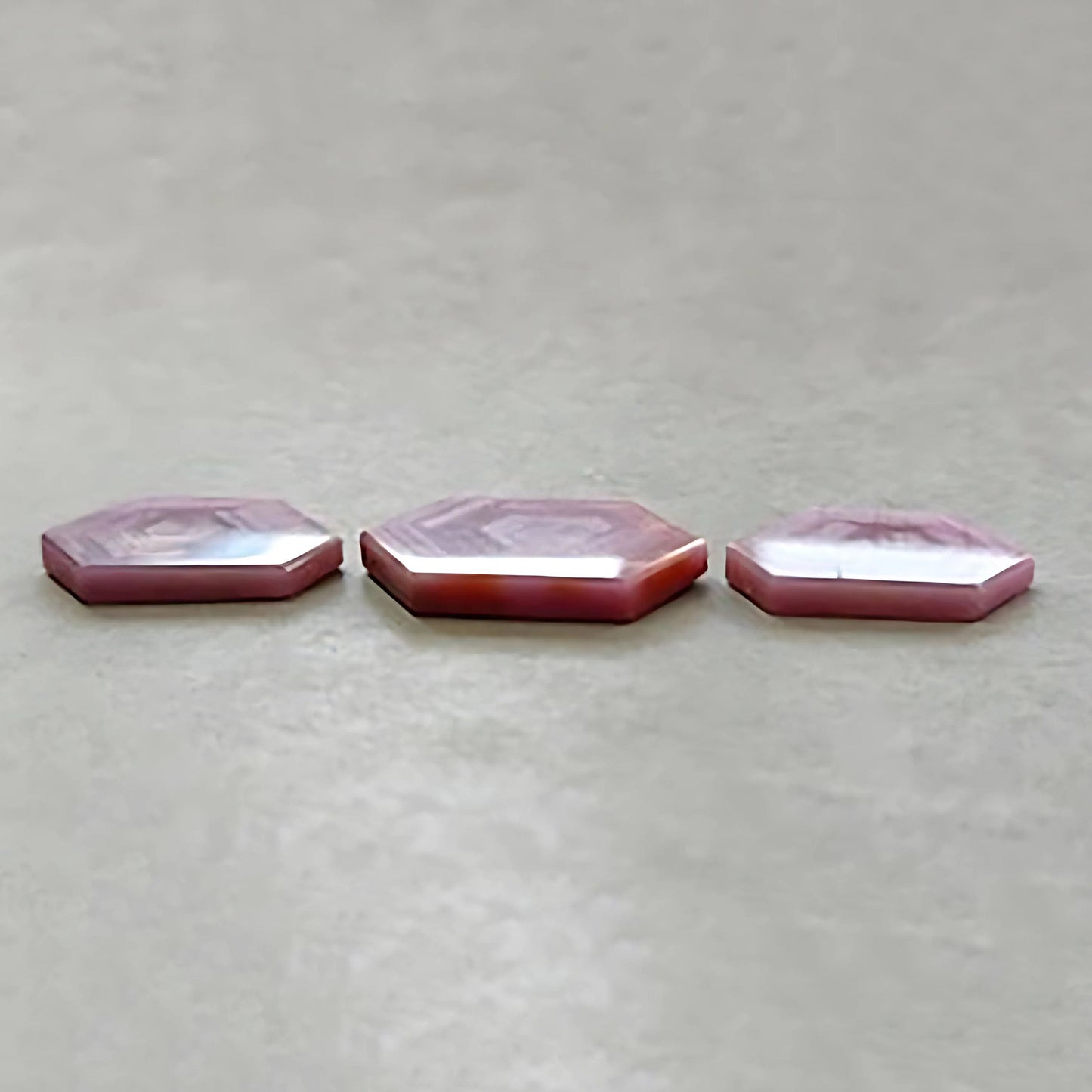 104.50cts Rosemary Ruby Flat Slices Gemstone Natural Untreated Hexagon Shape 3pcs