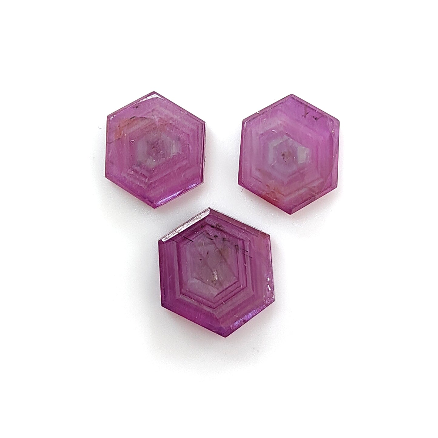 ruby hexagon shape flat slices