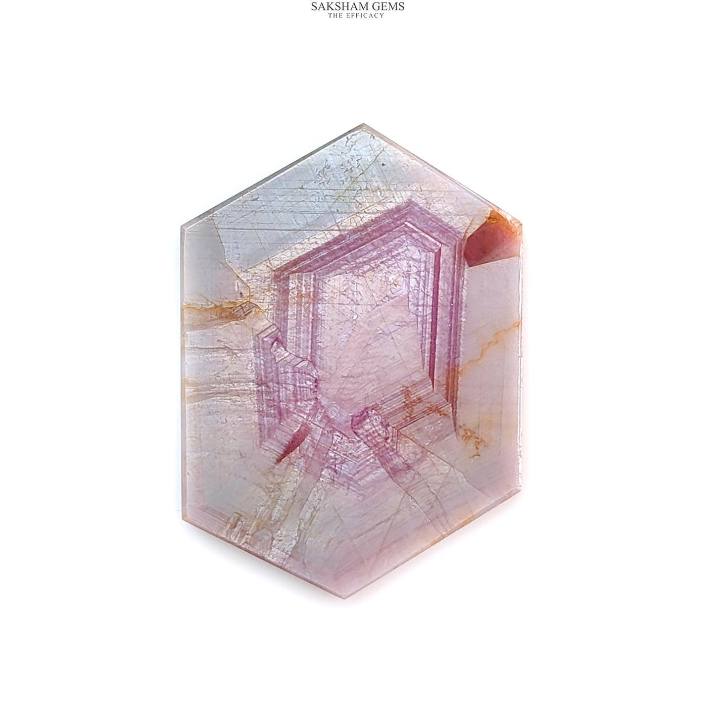 Rosemary Pink Sapphire Flat Slices: Natural Untreated Sheen Sapphire Gemstone Hexagon Shape 1pc for Jewelry September Birthstone