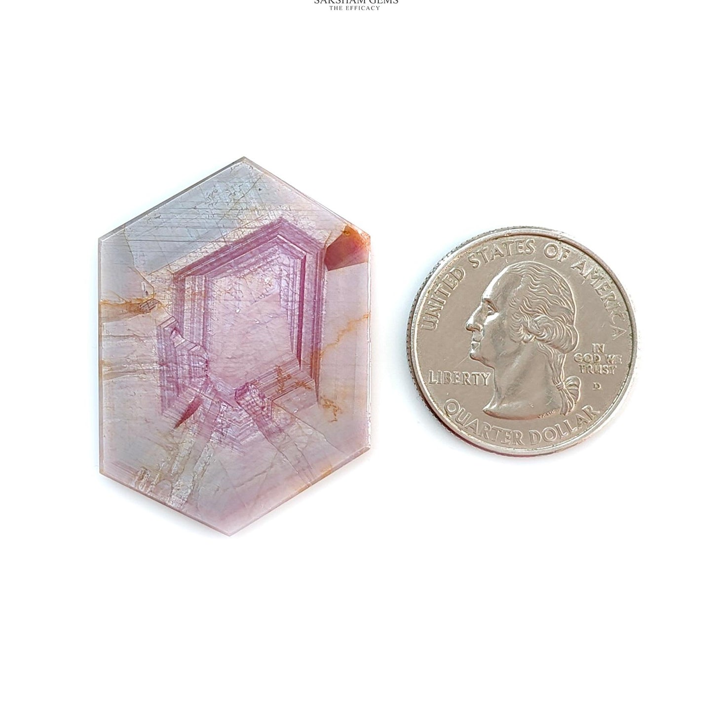 Rosemary Pink Sapphire Flat Slices: Natural Untreated Sheen Sapphire Gemstone Hexagon Shape 1pc for Jewelry September Birthstone