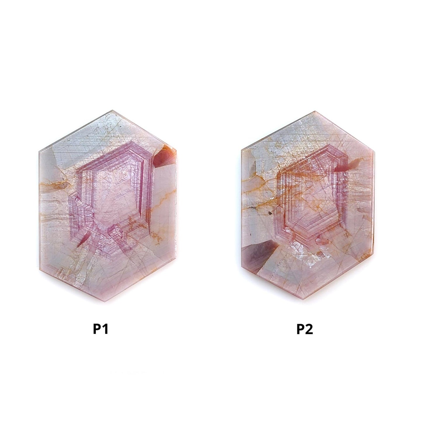 Rosemary Pink Sapphire Flat Slices: Natural Untreated Sheen Sapphire Gemstone Hexagon Shape 1pc for Jewelry September Birthstone