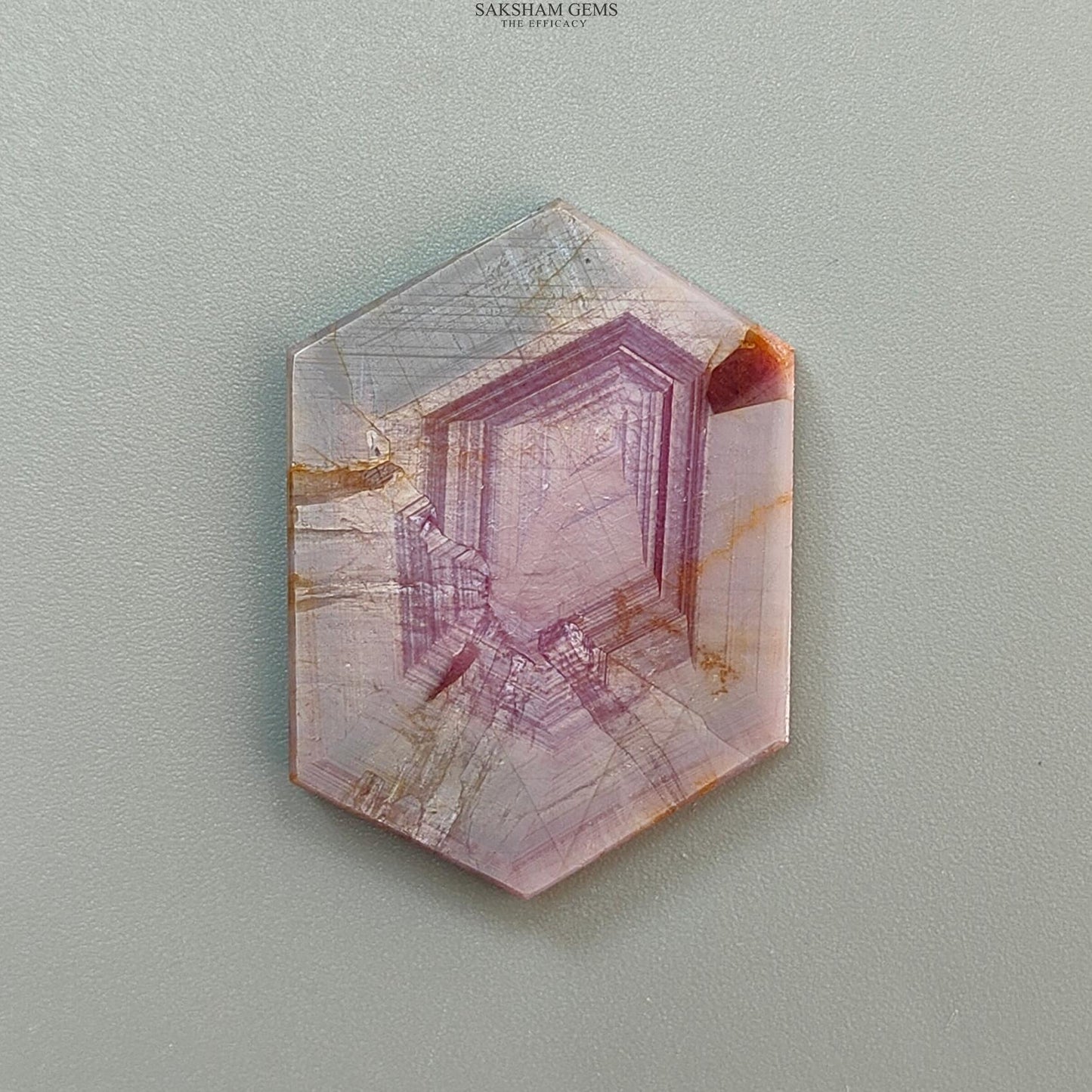 Rosemary Pink Sapphire Flat Slices: Natural Untreated Sheen Sapphire Gemstone Hexagon Shape 1pc for Jewelry September Birthstone
