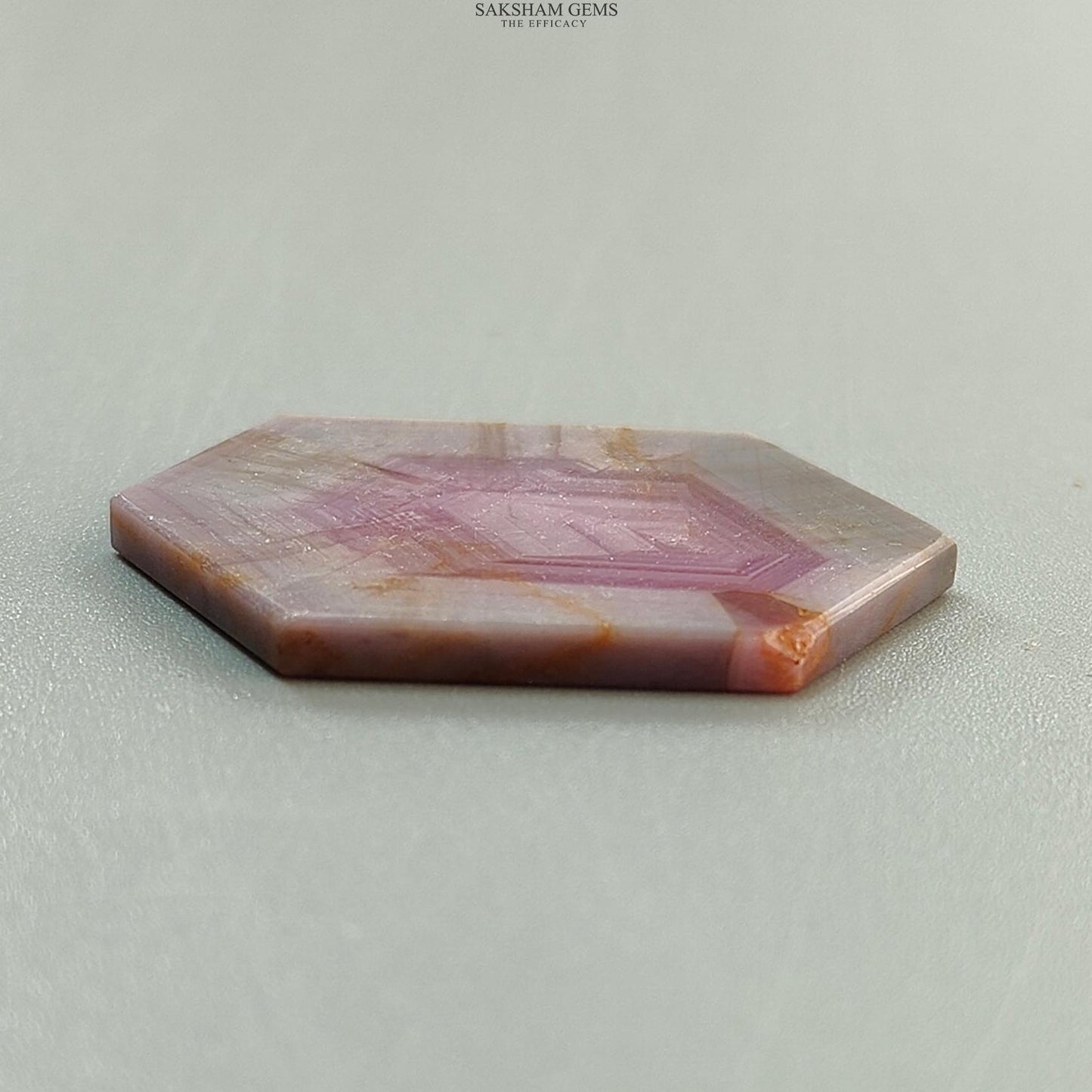 Rosemary Pink Sapphire Flat Slices: Natural Untreated Sheen Sapphire Gemstone Hexagon Shape 1pc for Jewelry September Birthstone