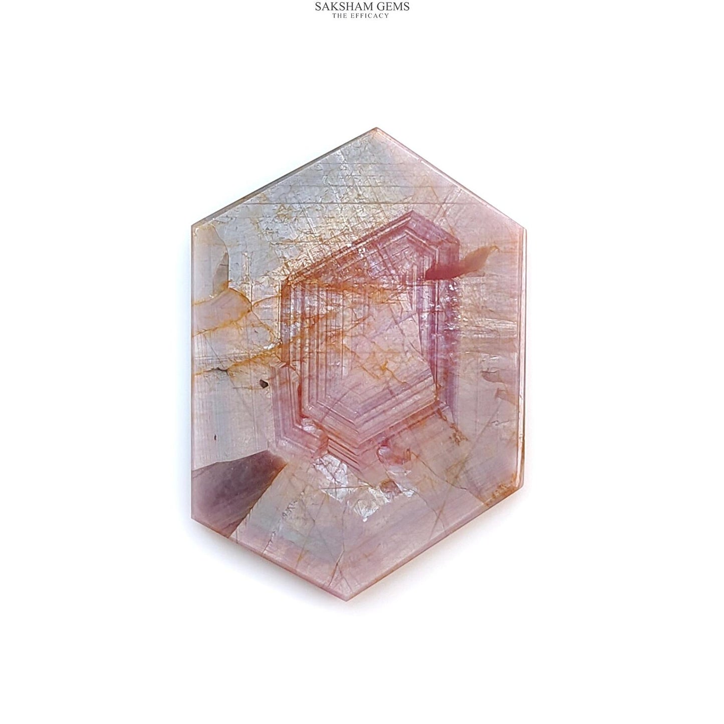 Rosemary Pink Sapphire Flat Slices: Natural Untreated Sheen Sapphire Gemstone Hexagon Shape 1pc for Jewelry September Birthstone